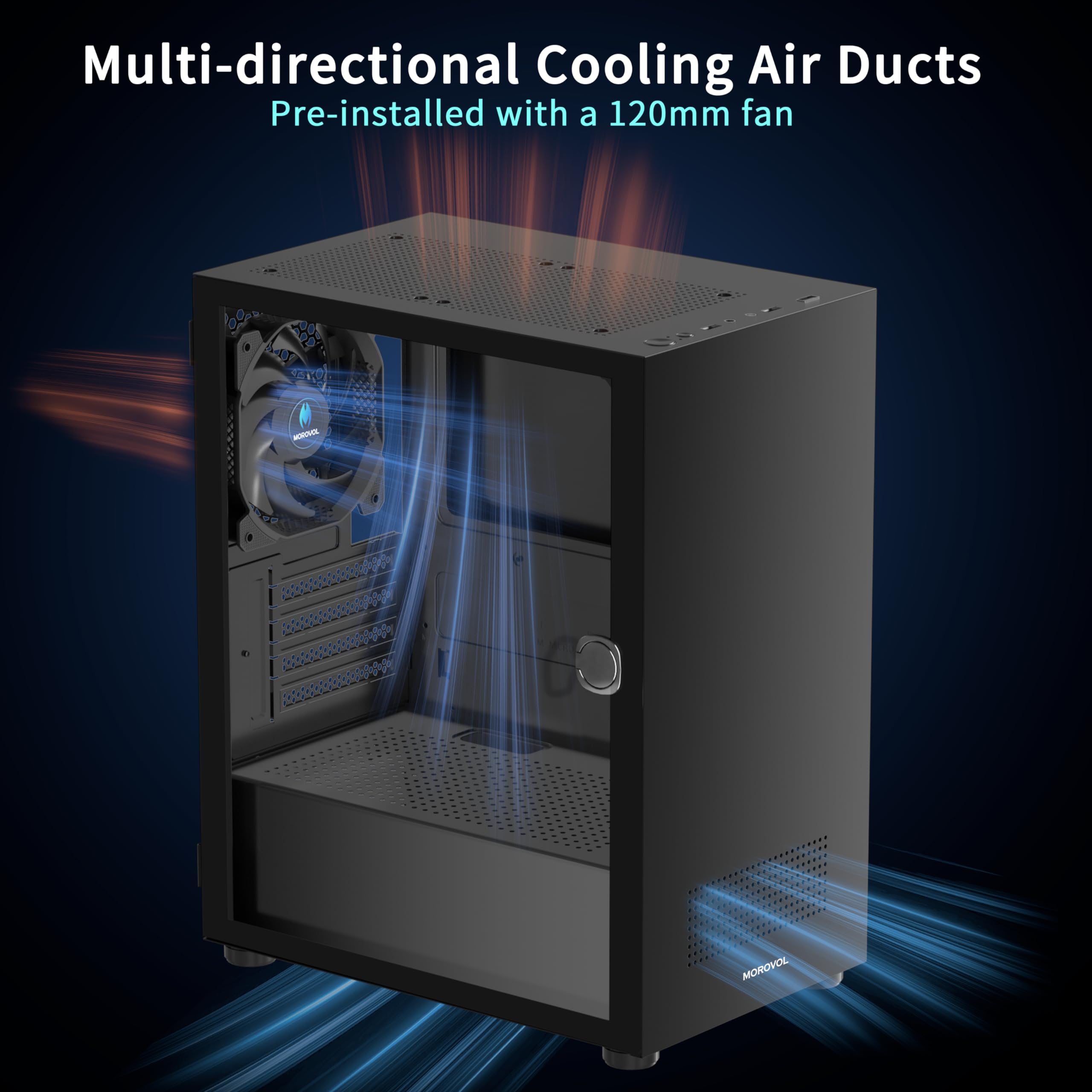 Compact Micro ATX PC Case with Tempered Glass Side Panel - Black Gaming Computer Case with USB 3.0 & Pre-Installed Fan | Perfect for Home Office, Gaming Rigs & Custom Builds