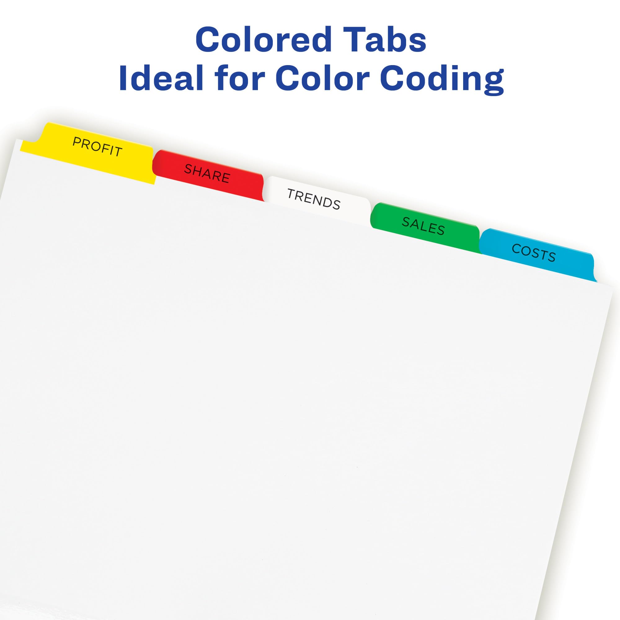 Avery 5 Tab Dividers for 3 Ring Binder - Easy Print & Apply Clear Label Strips, Customizable Multicolor Index Tabs, 5 Sets (11418) - Perfect for Office Organization, School Projects & Document Filing