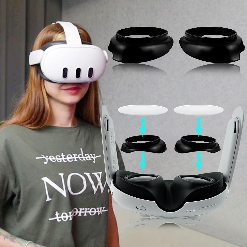 Scratch-Resistant VR Lens Protector & Spacer for Meta/Oculus Quest 3 - Anti-Myopia Frame, Controller & Headset Accessories - Perfect for Gaming, Virtual Reality, and Eye Protection