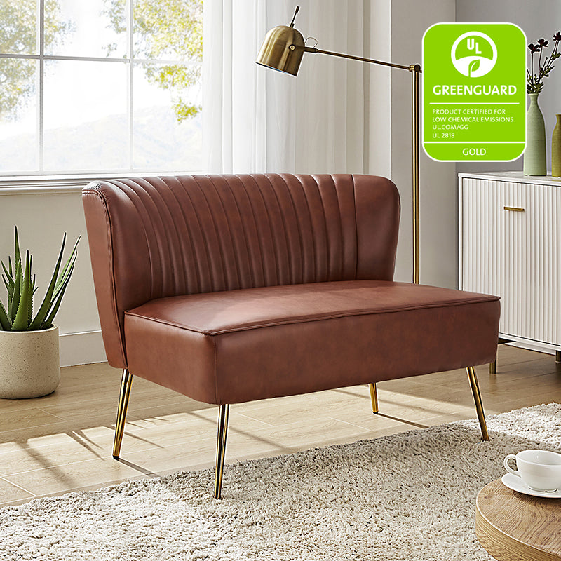 Agnes Vegan Leather Loveseat - Eco-Friendly Faux Leather Sofa for Small Spaces | Perfect for Apartments, Living Rooms & Home Offices