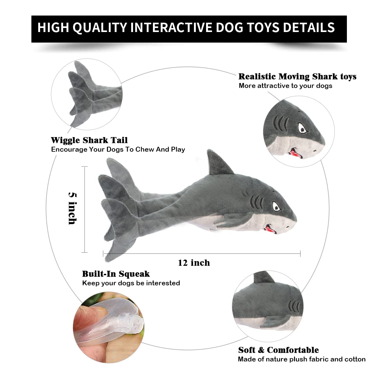 Interactive Flopping Fish Dog Toy - Squeaky Plush Puppy Toy for Small, Medium & Large Dogs - Touch Activated Catcher Game - Perfect for Indoor Play, Training & Boredom Relief