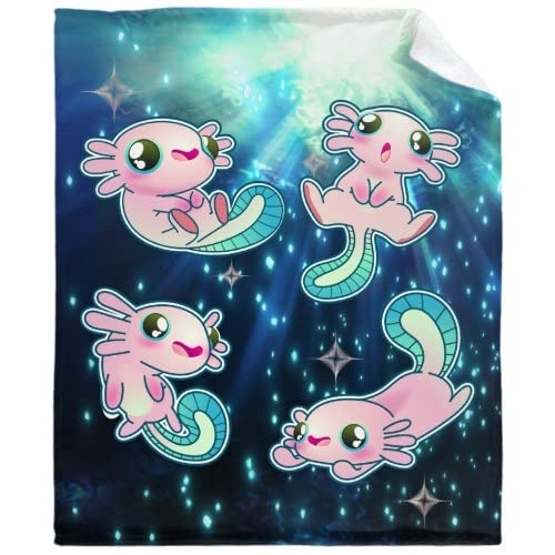Cute Axolotl Plush Blanket - Super Soft Luxury Flannel Fleece Microfiber Throw for Bed, Couch & Sofa - Decorative All-Season Blanket 90x120 inches (X-Large Family Size) - Perfect for Home Decor, Cozy Nights & Travel Comfort