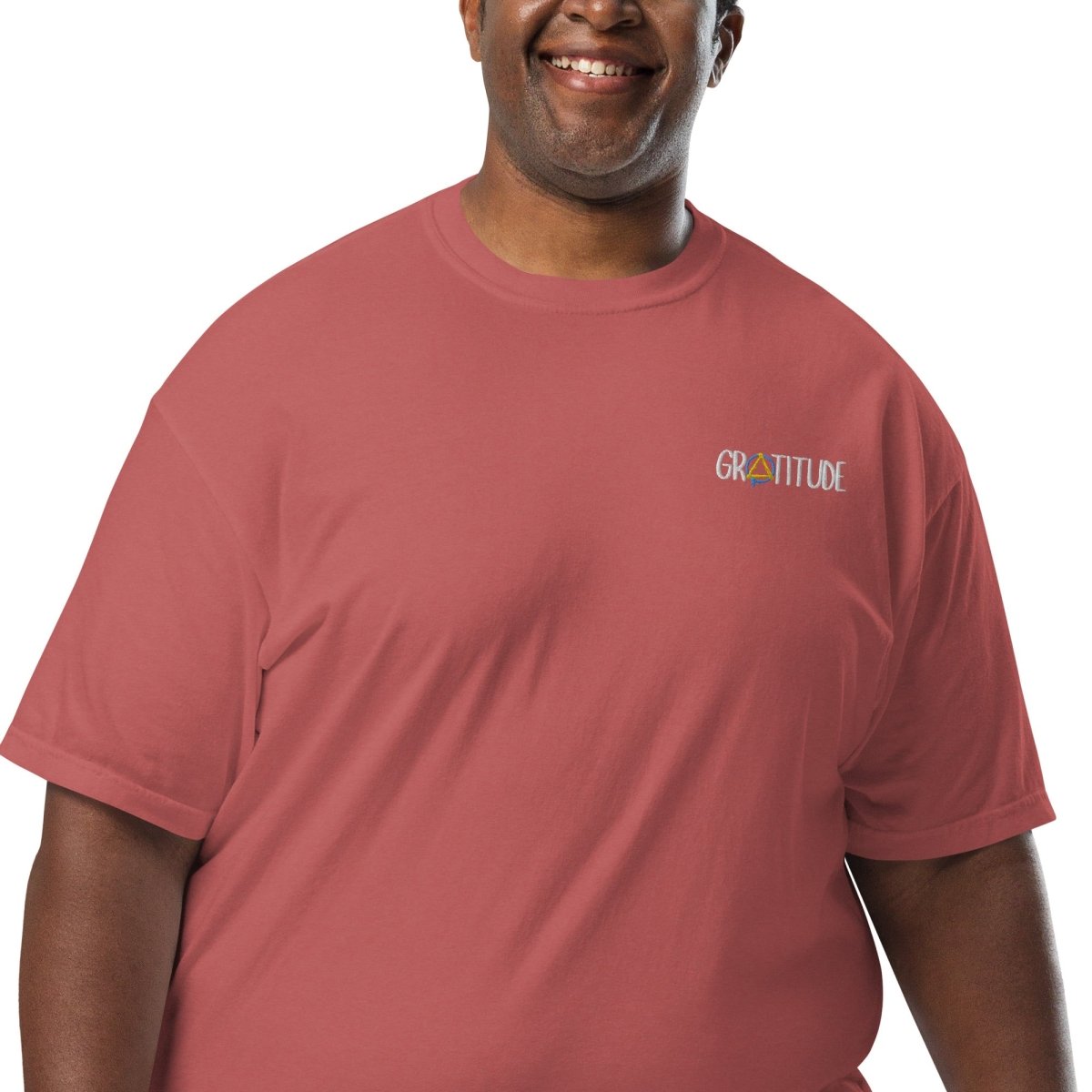 Gratitude Embroidered Heavyweight Unisex T-Shirt - Premium Cotton Crewneck Tee for Men & Women - Perfect for Casual Wear, Gifts, and Everyday Comfort