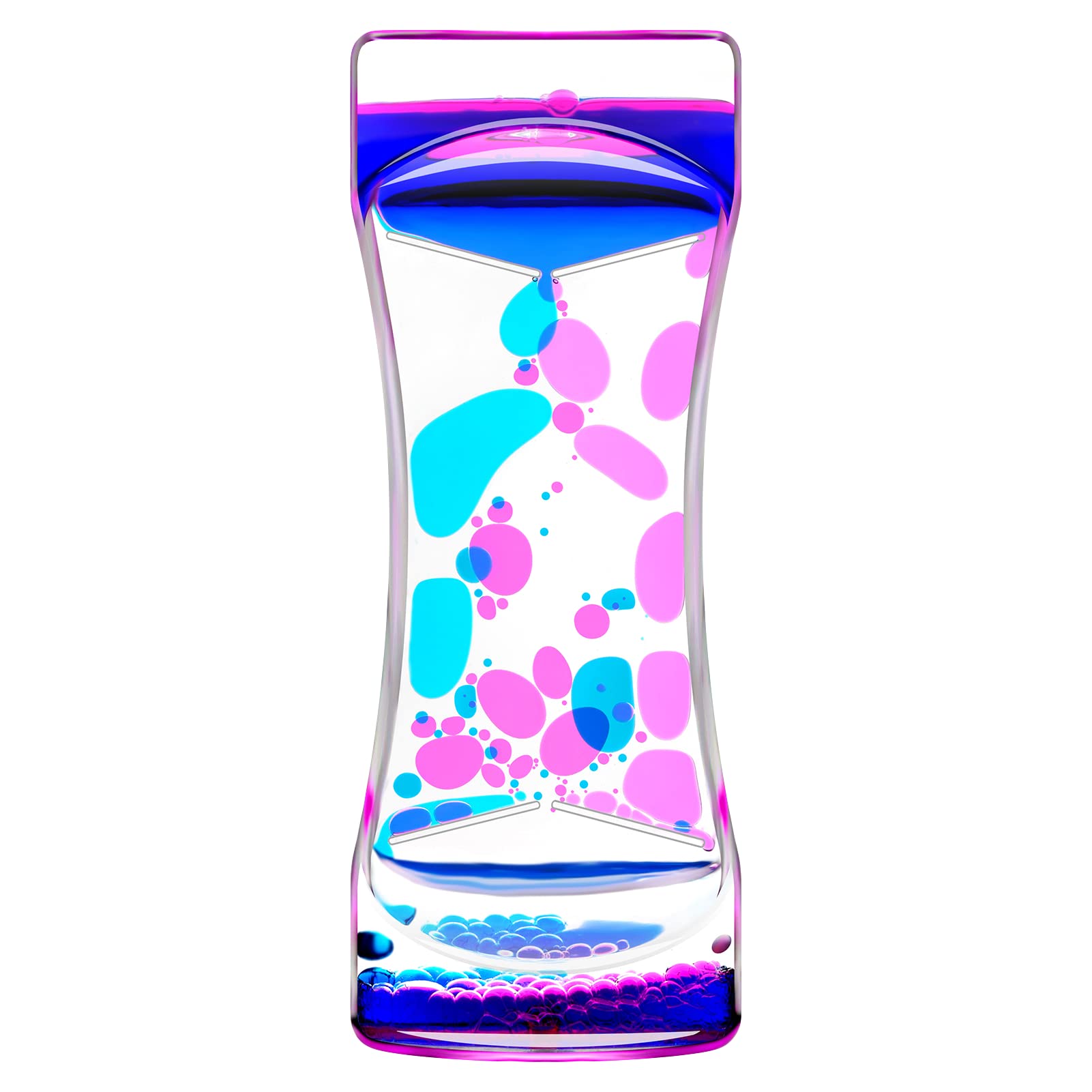 ABIQAQIBA Blue & Pink Liquid Motion Bubbler Timer - Sensory Fidget Toy for Kids & Adults, Stress Relief Desk Decor, Autism Relaxation Tool - Perfect for Office, Classroom, Christmas Stocking Stuffers & Gift Ideas