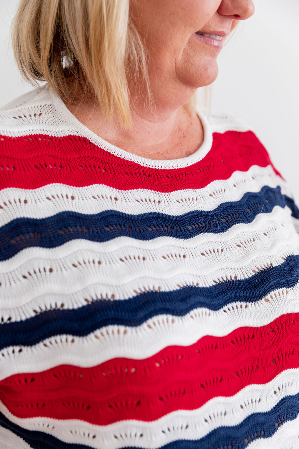 Nautical Waves Knit Sweater - Stylish & Comfortable Pullover for Women | Perfect for Casual Outings & Beach Vacations