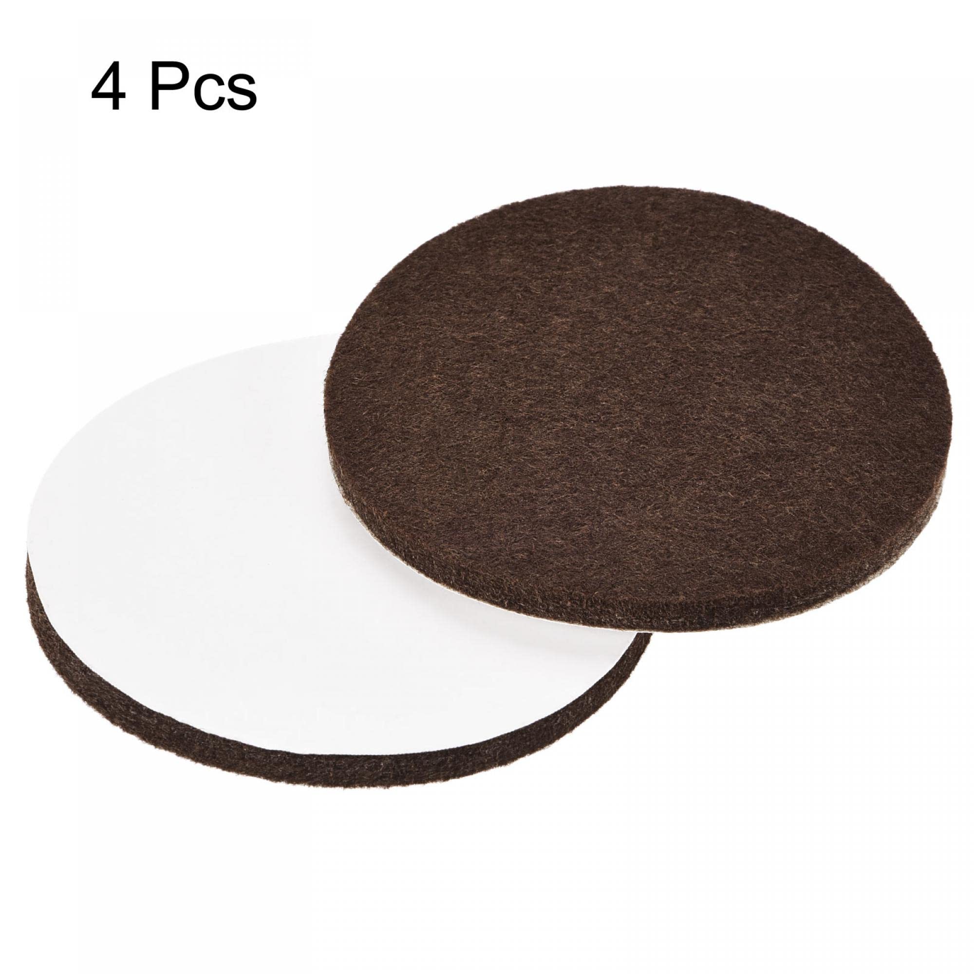 uxcell 75mm Self-Adhesive Felt Furniture Pads - Non-Slip, Anti-Scratch Round Felt Pads for Cabinet, Closet, Chair & Table Legs - Floor Protector Pads (Brown, 4-Pack) - Perfect for Hardwood Floors & Tile Surfaces