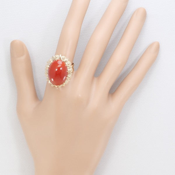 18K Yellow Gold Coral Ring for Women - Elegant Handmade Jewelry Gift for Birthday, Anniversary & Special Occasions