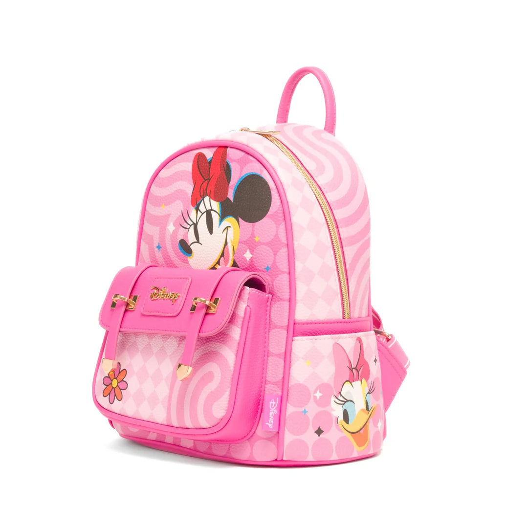 Disney Minnie Mouse Glam Vibes Vegan Leather Mini Backpack for Women - Cute Small Purse for School, Travel & Everyday Use