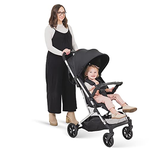 Joovy Kooper Lightweight Baby Stroller with Removable Swing-Open Tray, Large Wheels & Reclining Seat - Compact Fold Travel Stroller for Infants & Toddlers - Perfect for Shopping, Travel & Daily Walks (Black)