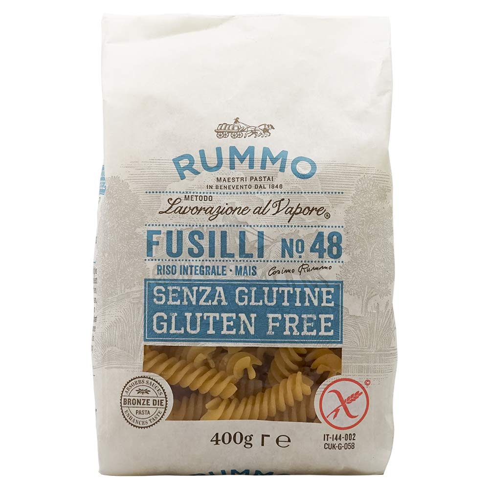 Rummo Fusilli No.48 Gluten Free Pasta - Bronze Die Cut Pasta, 12 Pack (400g Each) | Perfect for Italian Dishes, Salads & Healthy Meals