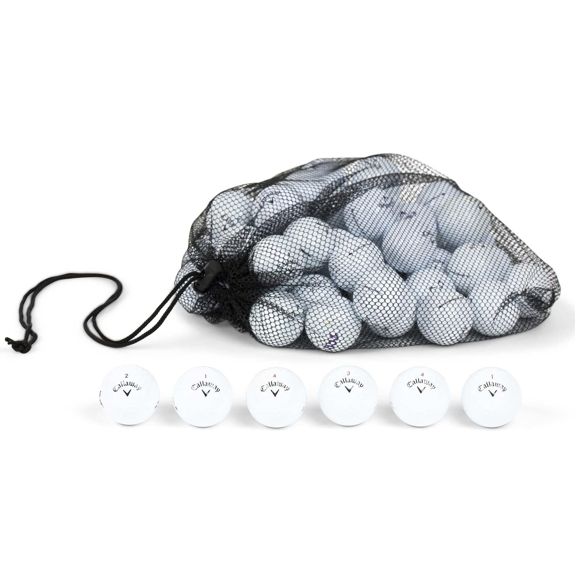 Recycled & Used Callaway Supersoft Golf Balls - 12-48 Mixed Condition Balls with Mesh Carrying Bag | Eco-Friendly Clean Green Golf Balls for Practice & Driving Range | Perfect for Beginners & Casual Golfers