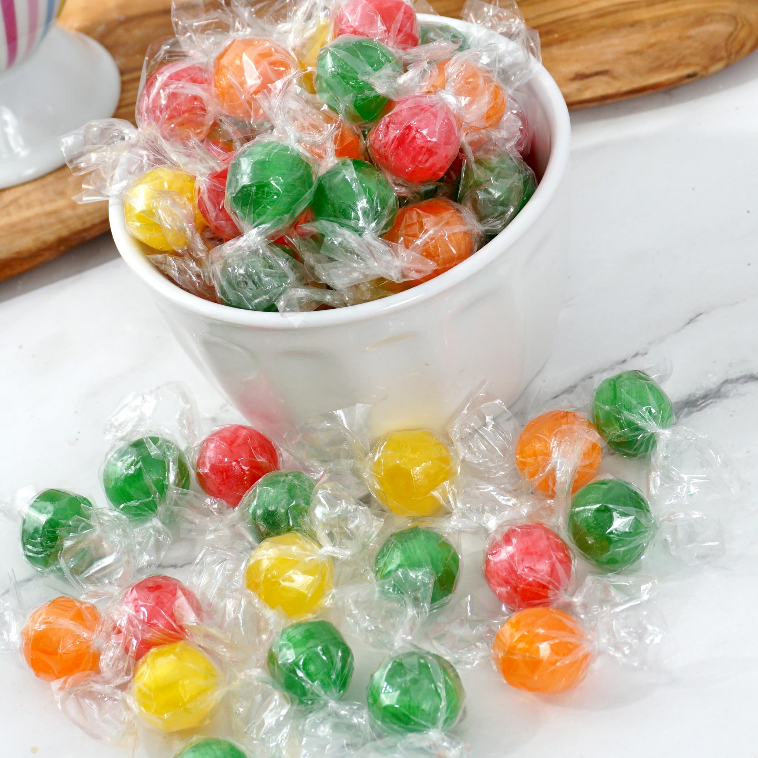 Assorted Sour Candy Balls - 1 Pound Bulk Candy (Approx. 75 pcs) - Individually Wrapped Old Fashioned Hard Candy - Fruit Flavored Party Favors for Halloween, Christmas & Birthday Celebrations