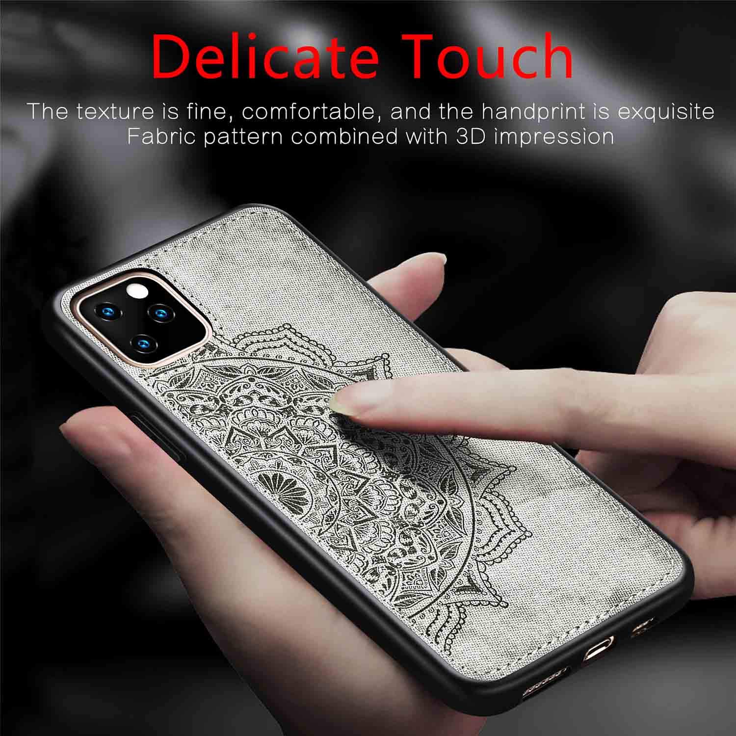 Magnetic Flower Case for Apple iPhone 11 Pro Max (6.5 Inch) - 3D Floral Embossed Slim Shockproof Cover with Car Mount Compatibility (Skin-Red) - Perfect for Daily Use, Commuting & Gift Giving