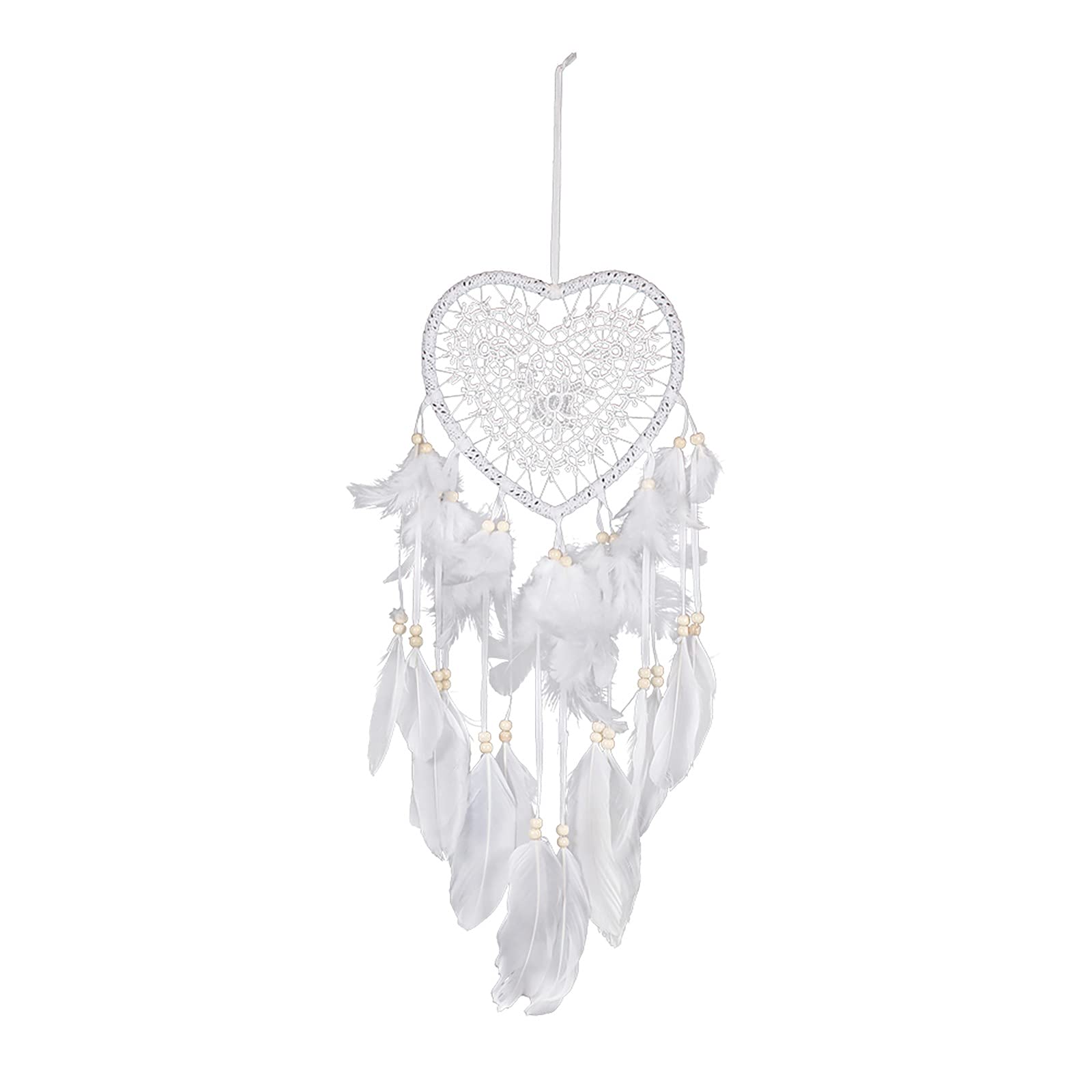 Handmade Boho Wall Hanging Heart Decor with LED String Lights & Feathers - Modern Dream Catcher for Bedroom, Nursery, Living Room | Unique Home Decoration Gift for Adults & Kids | Perfect for Valentine's Day, Weddings & Boho-Themed Parties