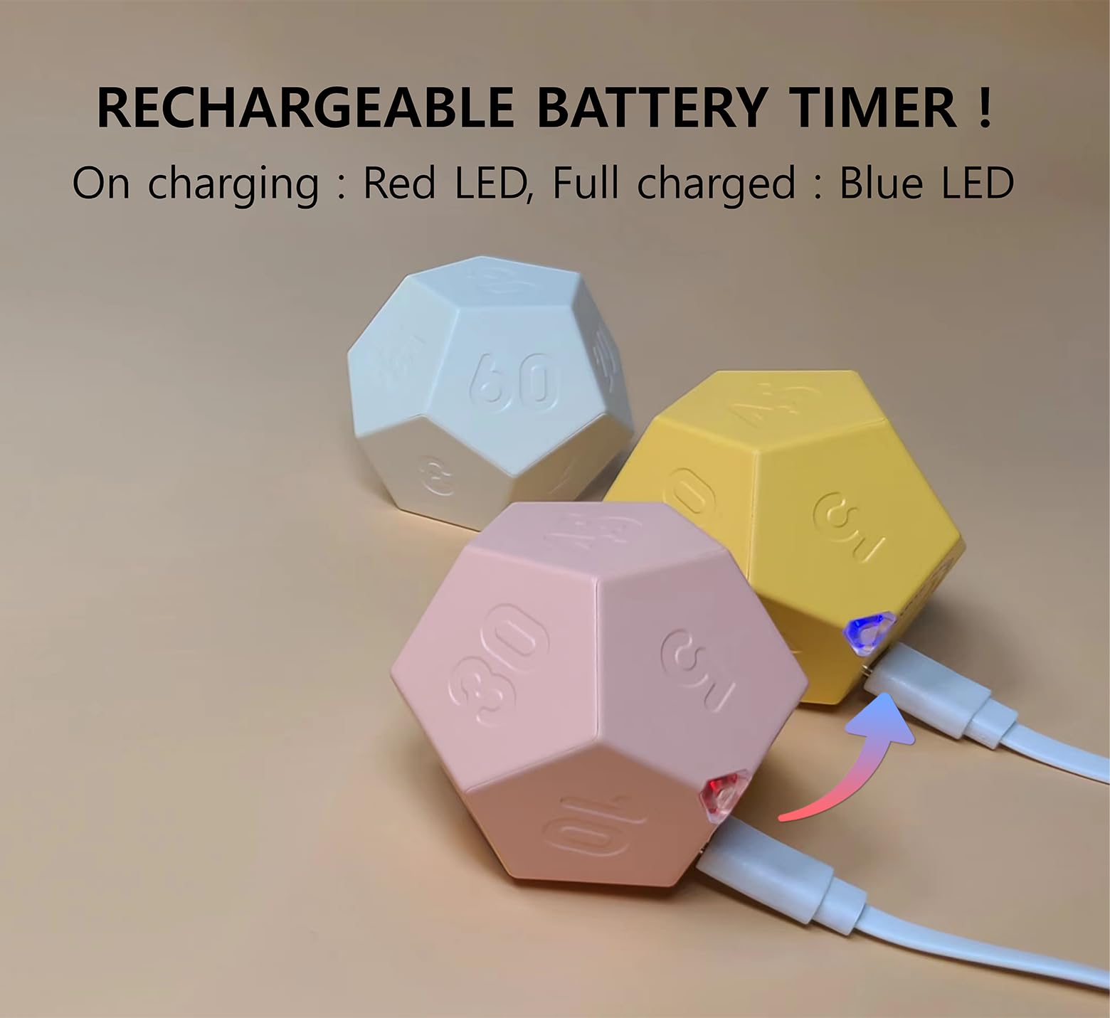 Rechargeable Cube Pomodoro Timer - Cute Small Timer for Kids, Classroom, Kitchen Cooking, Workout & Study Countdown - Time Management Tool for Focus & Productivity (Honey Yellow) - Perfect for Home Office, School & Yoga Studio