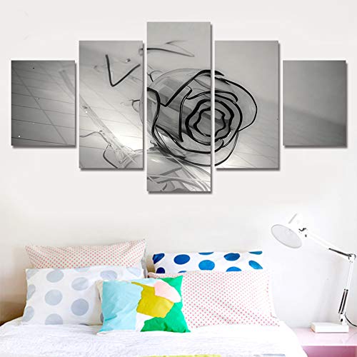 5-Piece Kids Room Wall Art Set - Abstract Flower HD Printed Canvas Pictures for Living Room & Bedroom Decor | Perfect for Nursery, Playroom & Home Styling