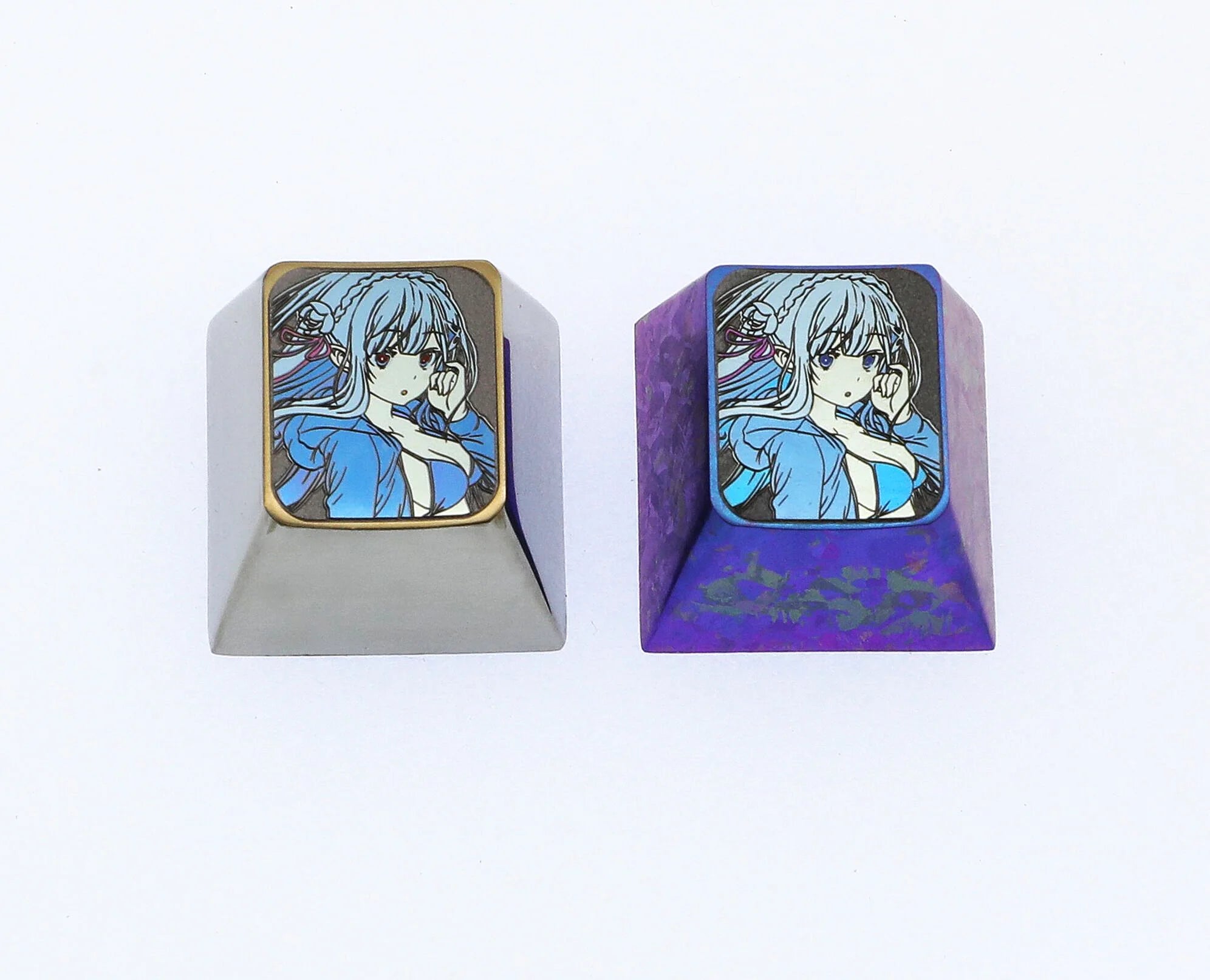 EMT Emiriatan Maji Tenshi Summer Swimsuit Keycaps - Titanium Alloy Carved Keycaps for Mechanical Keyboards (1U Size, Multiple Colors) - Perfect for Gaming, Typing & Custom Keyboard Decoration