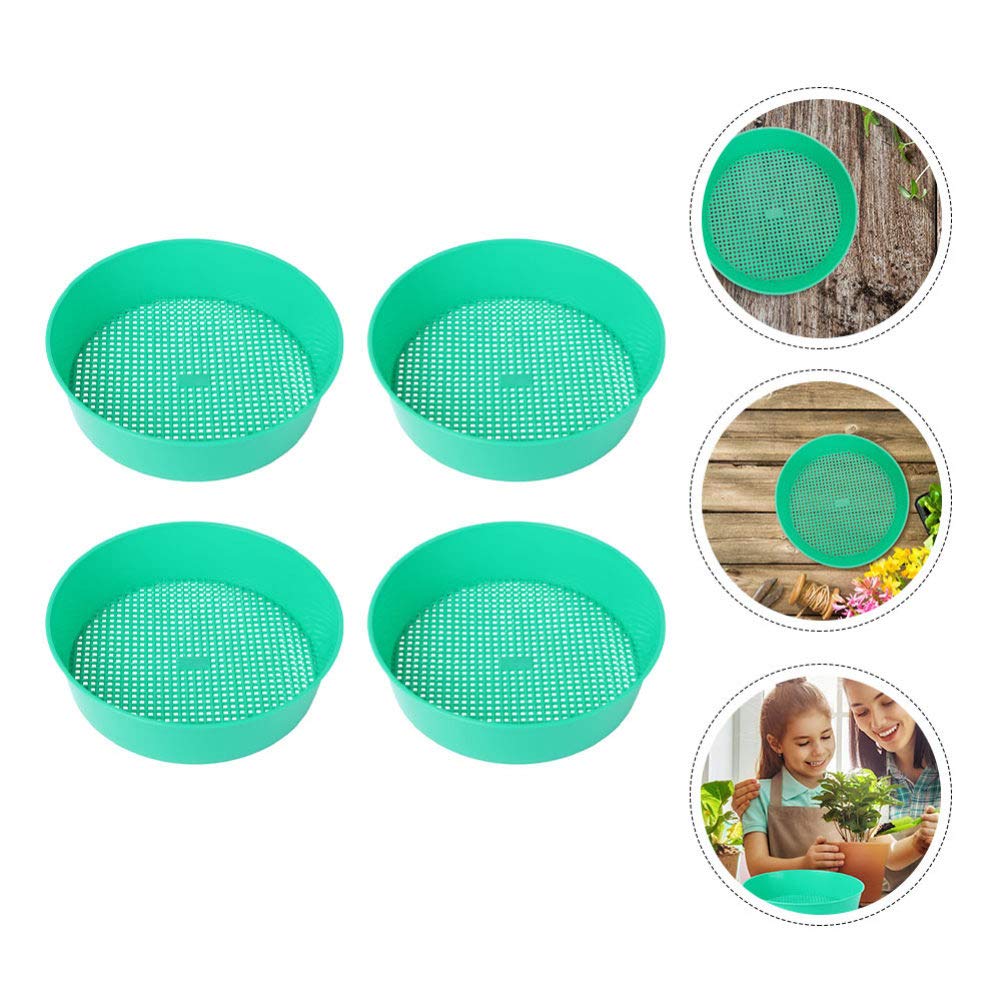 Hemoton 4-Piece Plastic Soil Sieve Set - Durable Garden Sifting Pans for Soil, Compost & Mulch | Multi-Functional Gardening Classifier & Sifter Tool for Planting, Landscaping & Potting Mixes