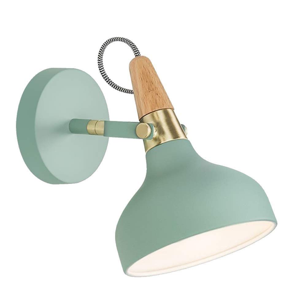 Modern Wrought Iron Wall Lamp with E14 Socket - Green Bedside Reading Light for Bedroom, Living Room, Hallway | Creative Decorative Lighting for Home & Office Spaces