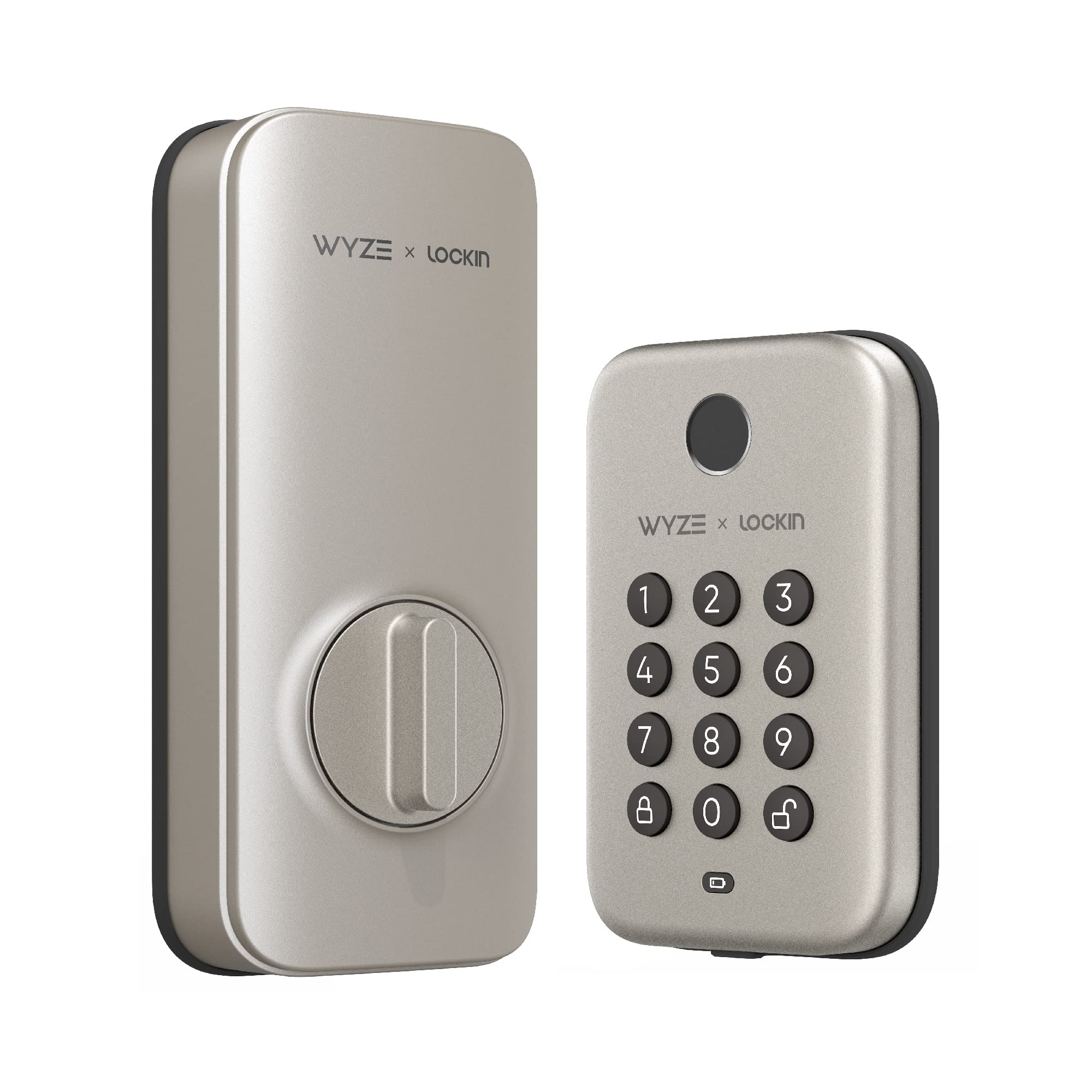 Wyze Bluetooth Fingerprint Deadbolt Lock with Keypad - IPX5 Weatherproof Smart Lock, Auto-Lock & Scheduling, Satin Nickel Finish - Works with Alexa, Google Assistant & IFTTT | Secure Your Home, Office or Vacation Rental