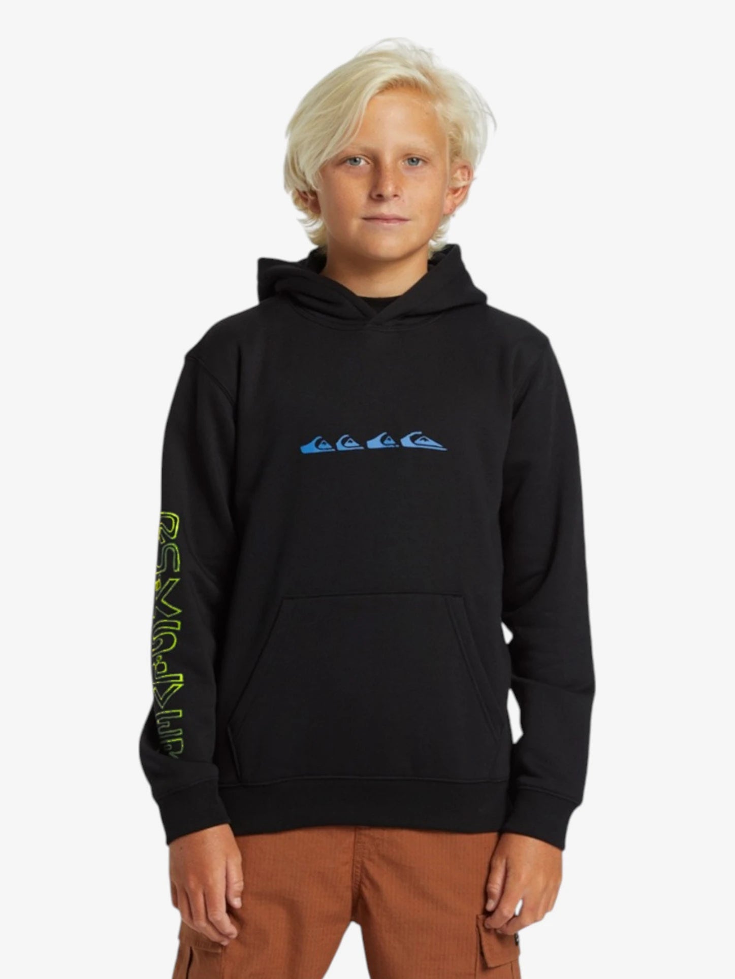 Quiksilver Boys' Black Graphic Hoodie - Warm & Stylish Pullover for Kids - Perfect for School, Play & Outdoor Adventures