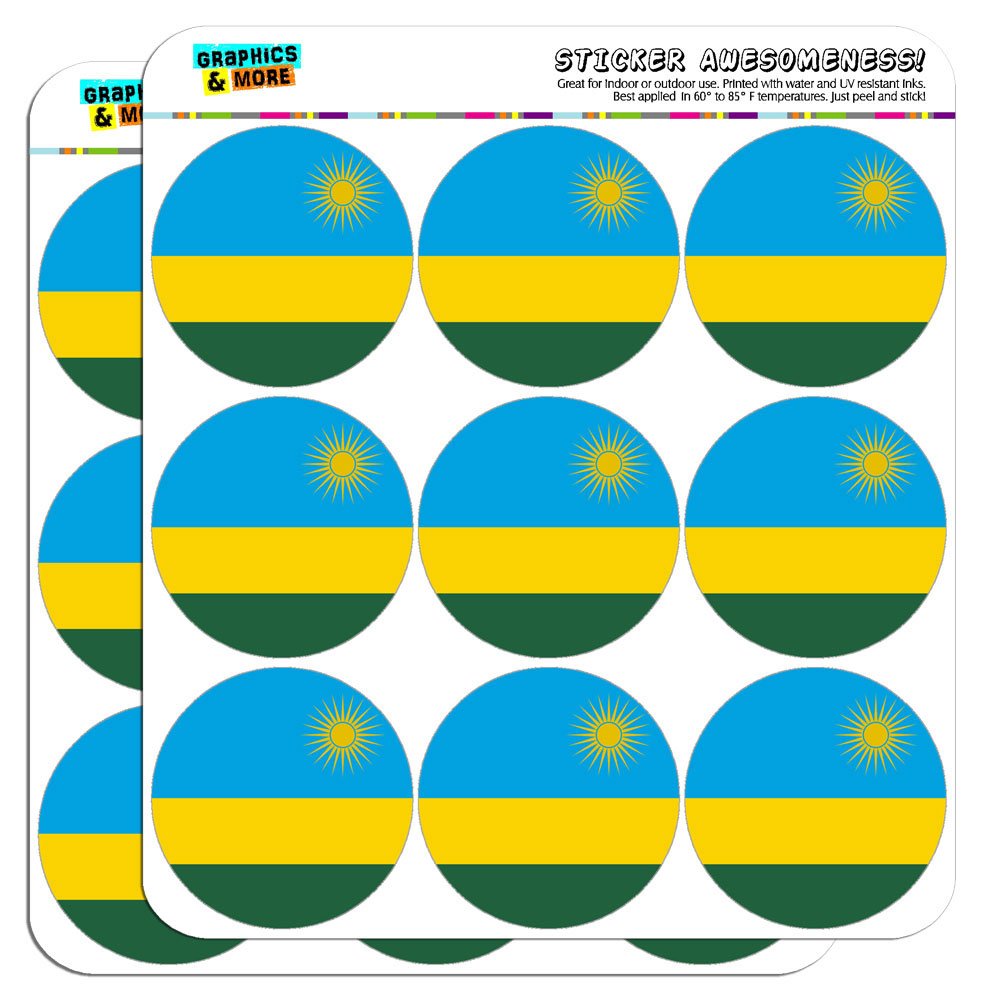 Rwanda National Flag 2 Inch Stickers for Planners, Calendars, Scrapbooking & DIY Crafts - Opaque Vinyl Decals - Perfect for Journals, Bullet Notebooks, Travel Scrapbooks & Party Decorations