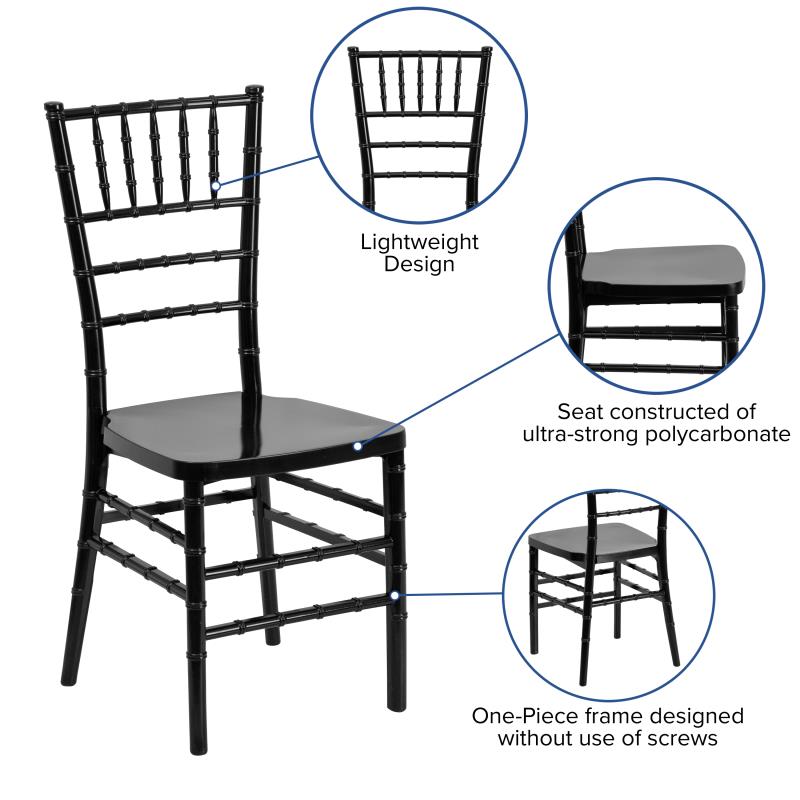 Premium FLASH HERCULES Resin Stacking Chiavari Chair - Durable & Lightweight for Weddings, Events, and Banquets