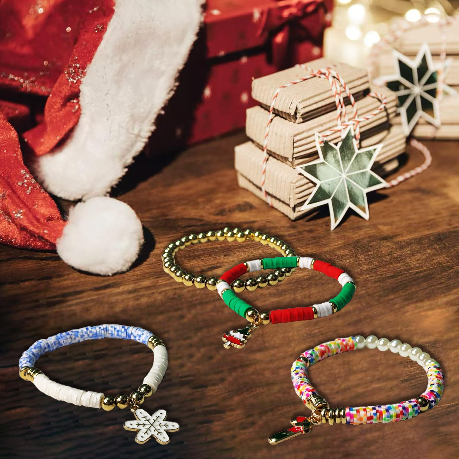 Dayify DIY Christmas Bracelet Making Kit - 300+ Gold Beads, Letter Beads & Holiday Charms for Jewelry Crafting | Friendship Bracelet Kit for Girls, Teens & Adults | Perfect Holiday Gift & Christmas Party Activity