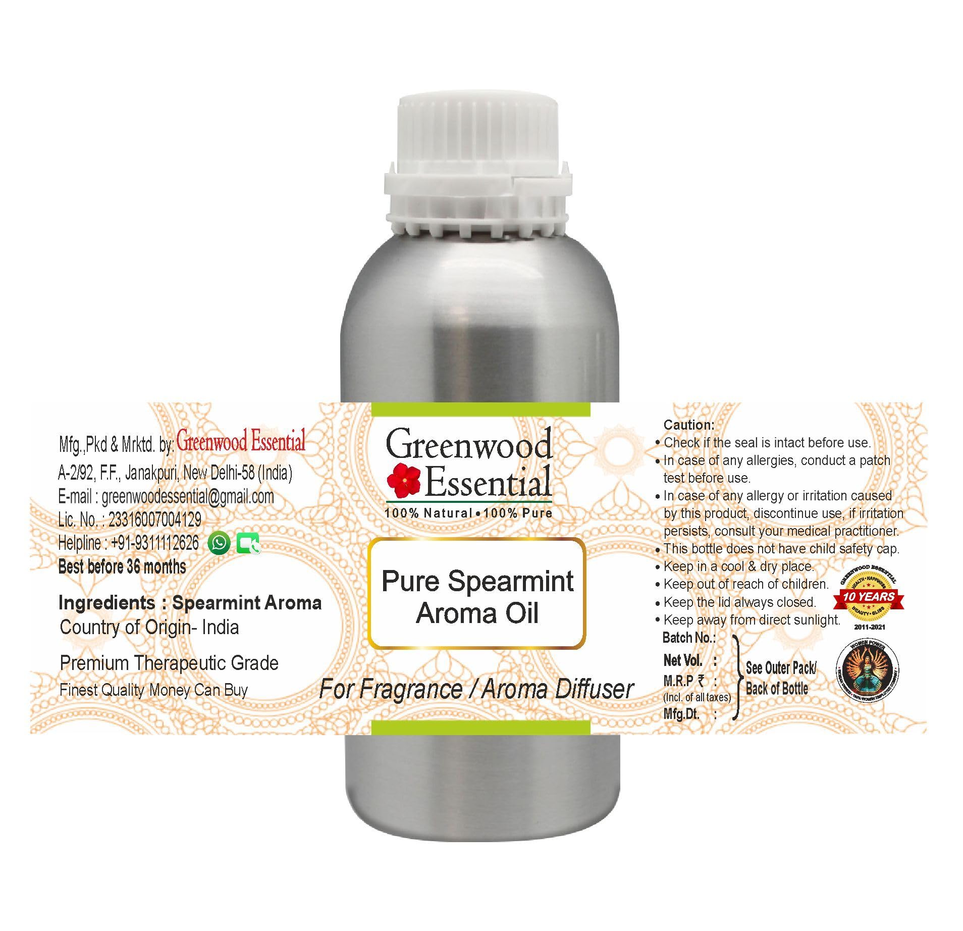 Pure Spearmint Essential Oil - 100% Natural Therapeutic Grade Aromatherapy Oil for Diffusers, Massage & Relaxation - 42 oz (1250ml) - Perfect for Stress Relief, Spa & Home Fragrance