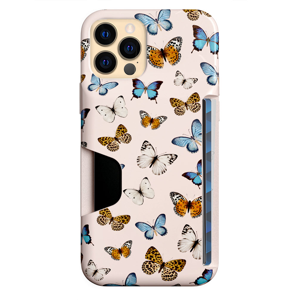 Butterfly iPhone Wallet Case - Slim Protective Phone Cover with Card Holder for iPhone 13/14/15 Pro Max - Perfect for Travel, Shopping & Everyday Use