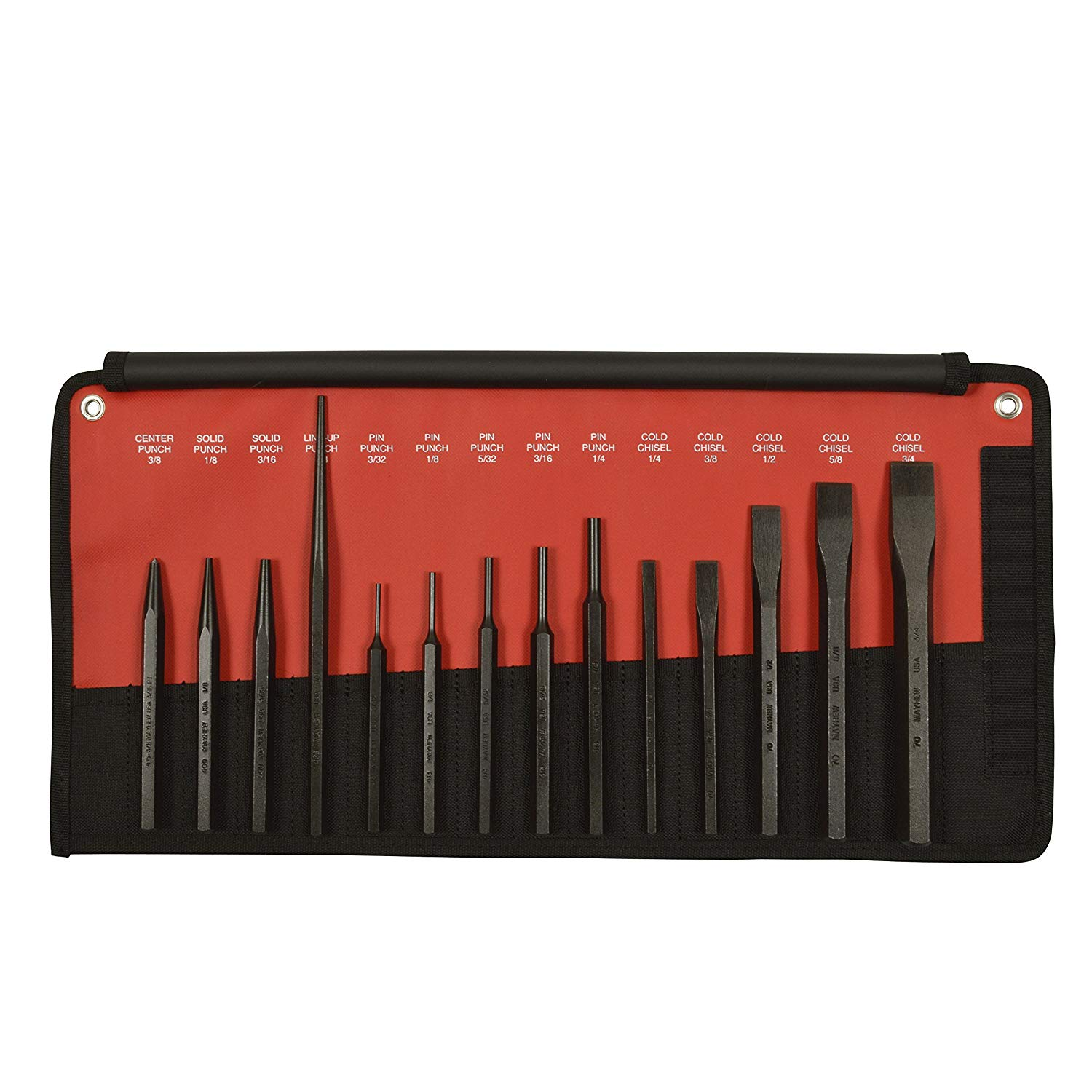 Mayhew Steel 61044 14-Piece Punch and Chisel Set - Professional Metalworking Tools for Automotive Repair, Woodworking & DIY Projects