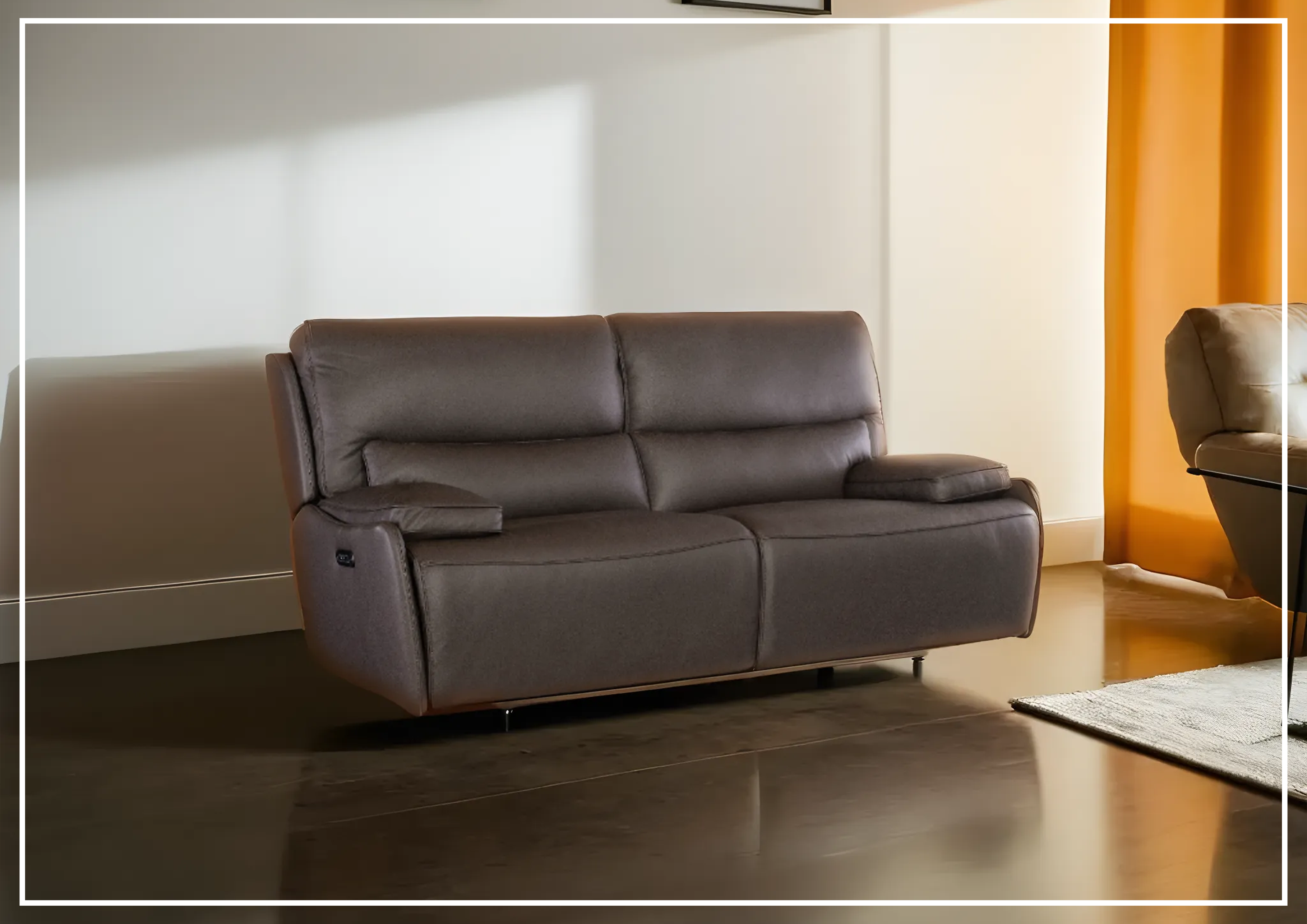 Hooker Furniture Kramer Zero Gravity Power Recliner Sofa - Dark Brown & Light Gray - Adjustable Comfort for Living Room & Home Theater