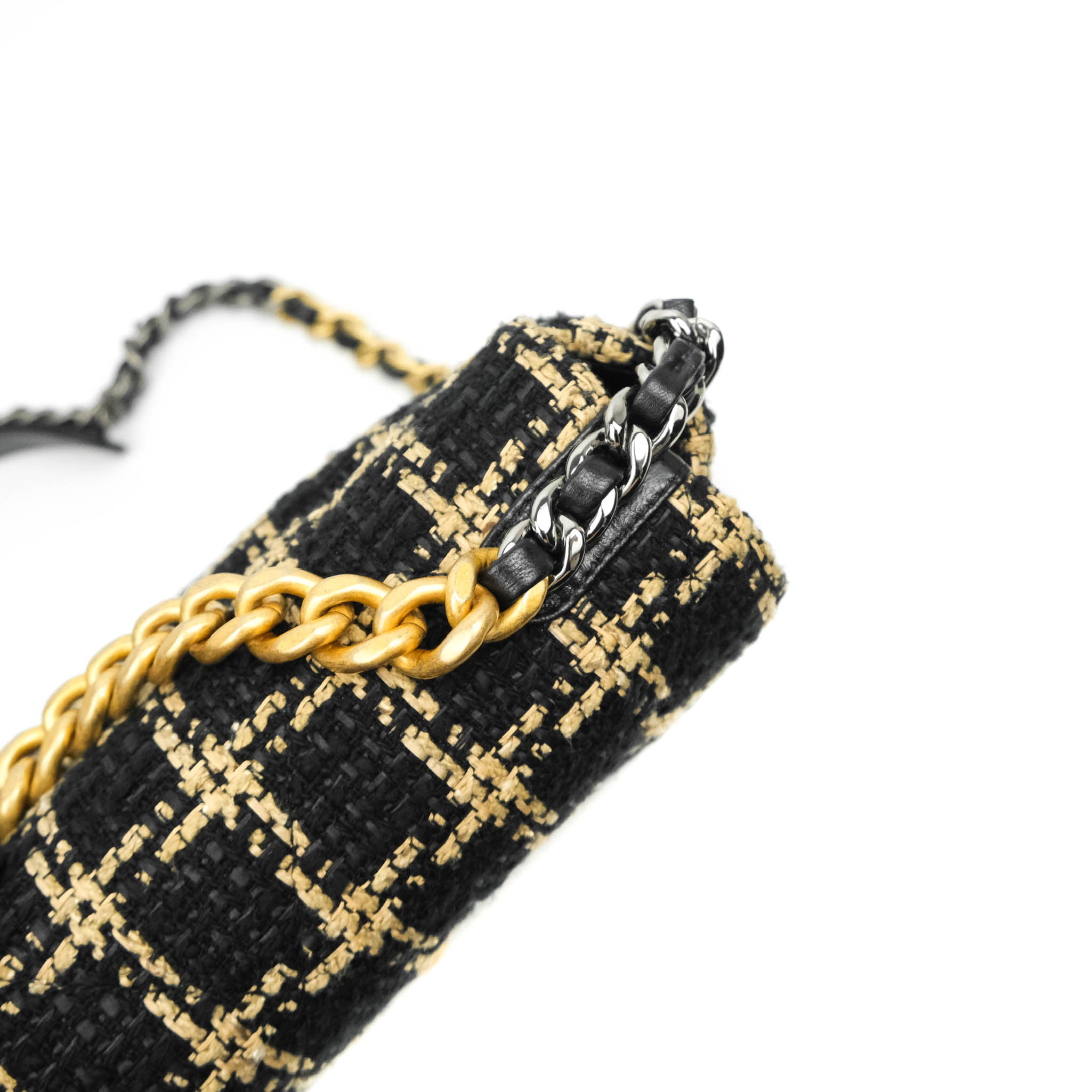 Chanel 19 Small Flap Bag - Black & Beige Tweed with Mixed Hardware | Luxury Designer Handbag for Women | Perfect for Work, Evening Events & Special Occasions