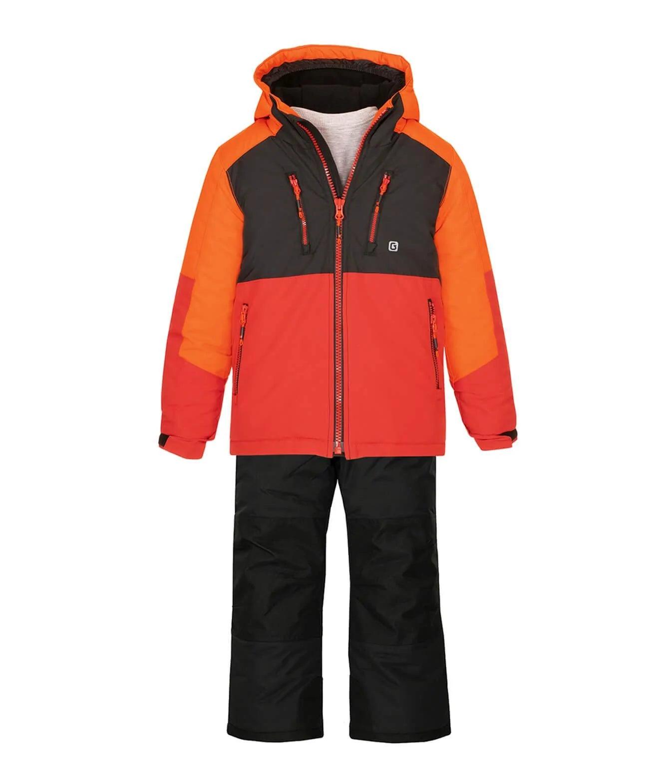 Gusti Isaac Snow Suit for Kids - Waterproof Winter Jacket & Pants Set, Warm Orange Snowsuit for Boys & Girls - Perfect for Skiing, Snowboarding & Outdoor Winter Play