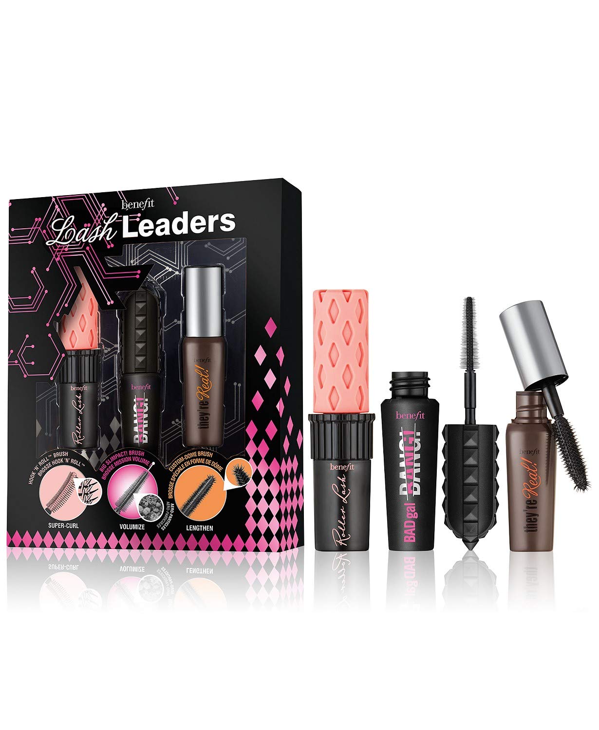 Benefit Cosmetics Mini Travel Size Mascara Trio - Roller Lash, Bad Gal Bang & They're Real - Perfect for Travel, Everyday Use & On-The-Go Touch Ups