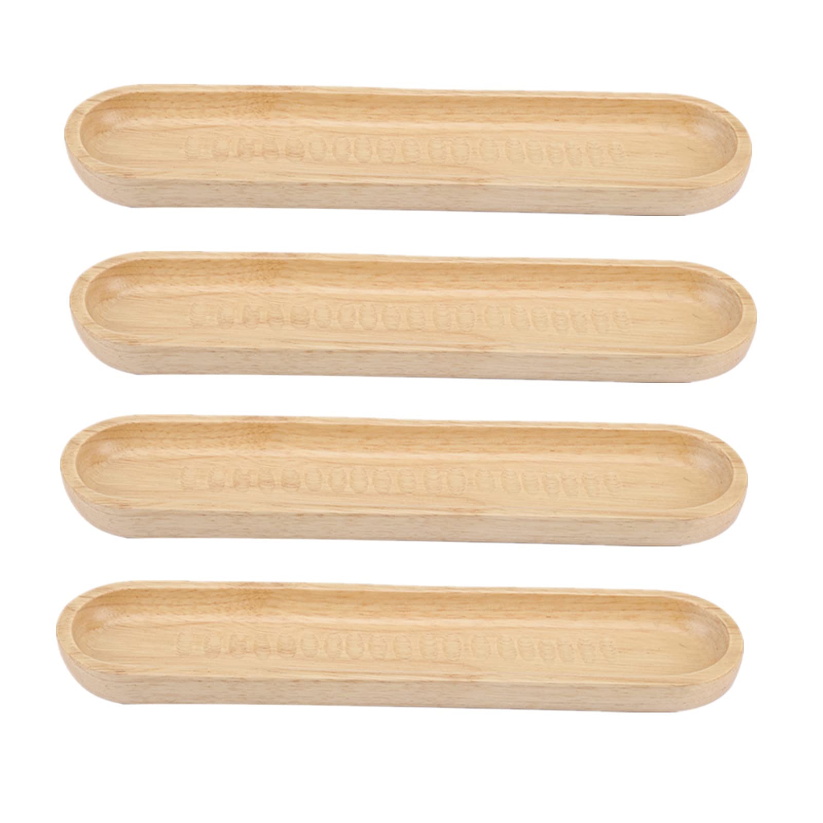4-Piece Japanese Wooden Sushi Serving Tray Set - Elegant Food Holder for Sushi, Cheese, Desserts & Sauces | Perfect for Holiday Parties, Dinner Entertaining & Asian Cuisine Presentation