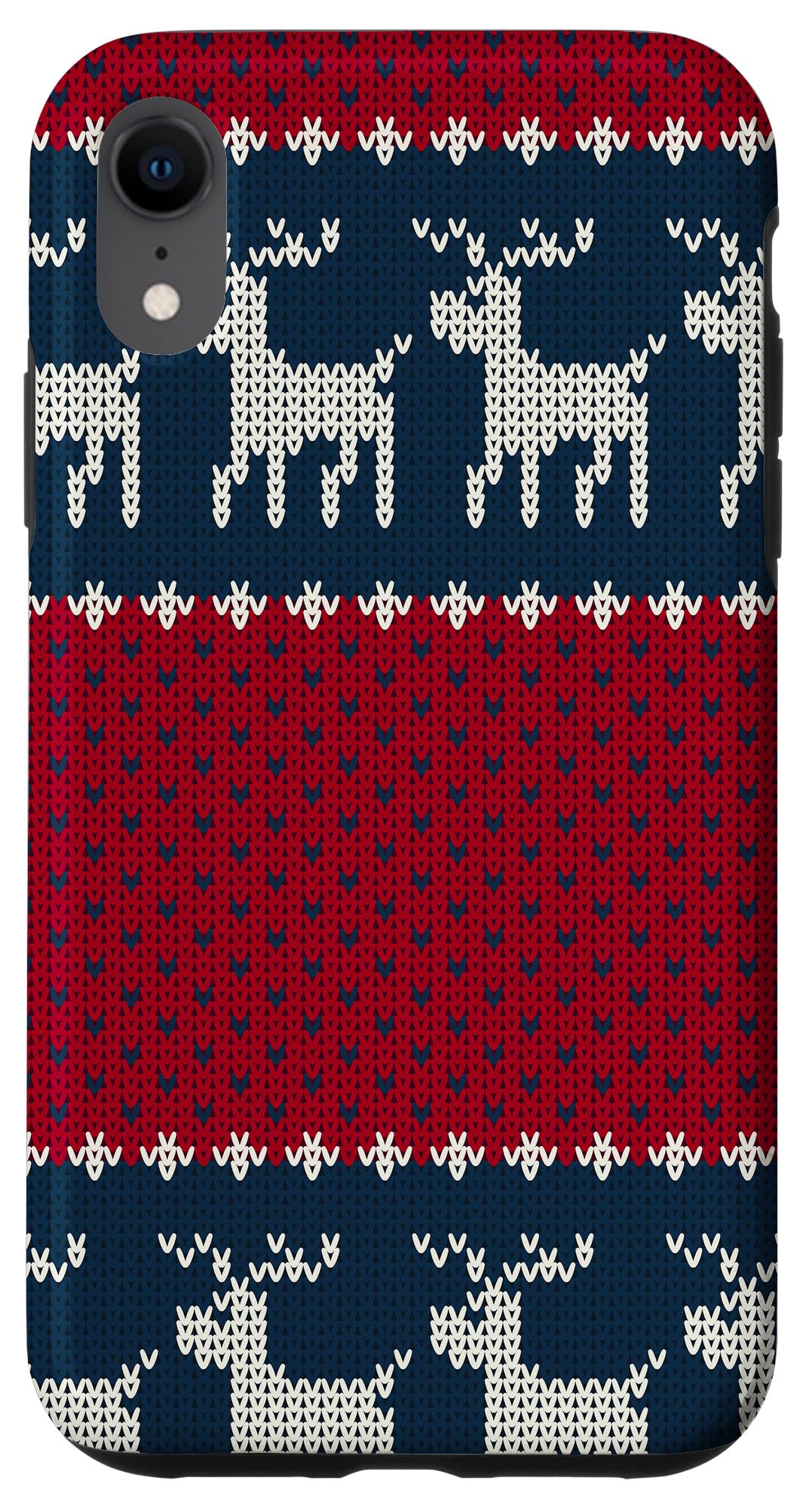 iPhone XR Christmas Ugly Sweater Reindeer Pattern Phone Case - Festive Holiday Gift for Friends & Family - Perfect for Christmas Parties, Office Exchanges & Stocking Stuffers