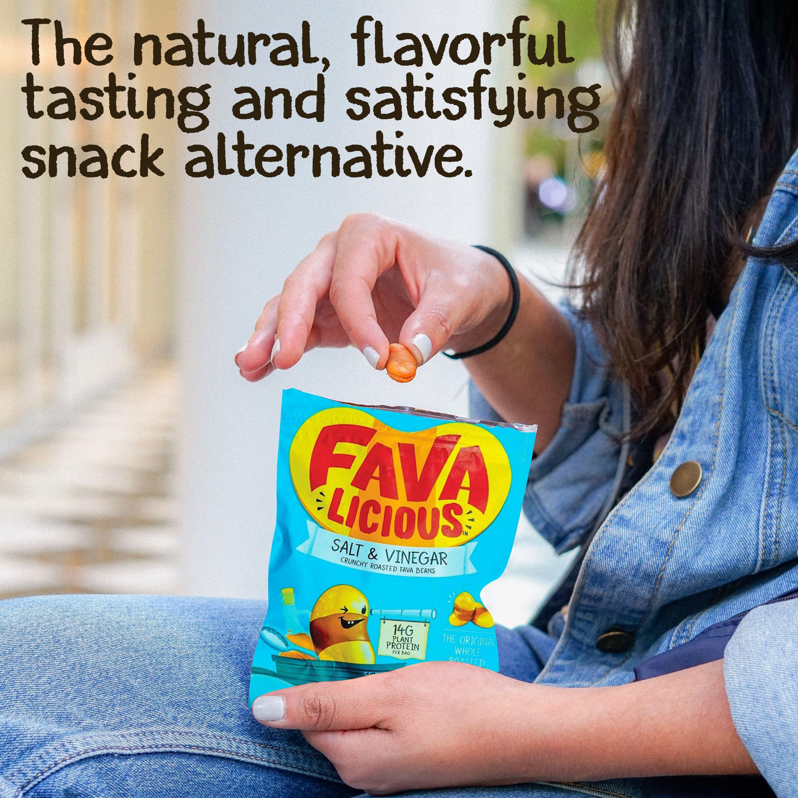 Nuttee Bean Co. Favalicious Roasted Fava Beans 2 Oz (Pack of 12) - Healthy Keto-Friendly Snacks, High Protein, Salt & Vinegar Flavor - Perfect for On-the-Go, Office, Travel & Low-Carb Diet