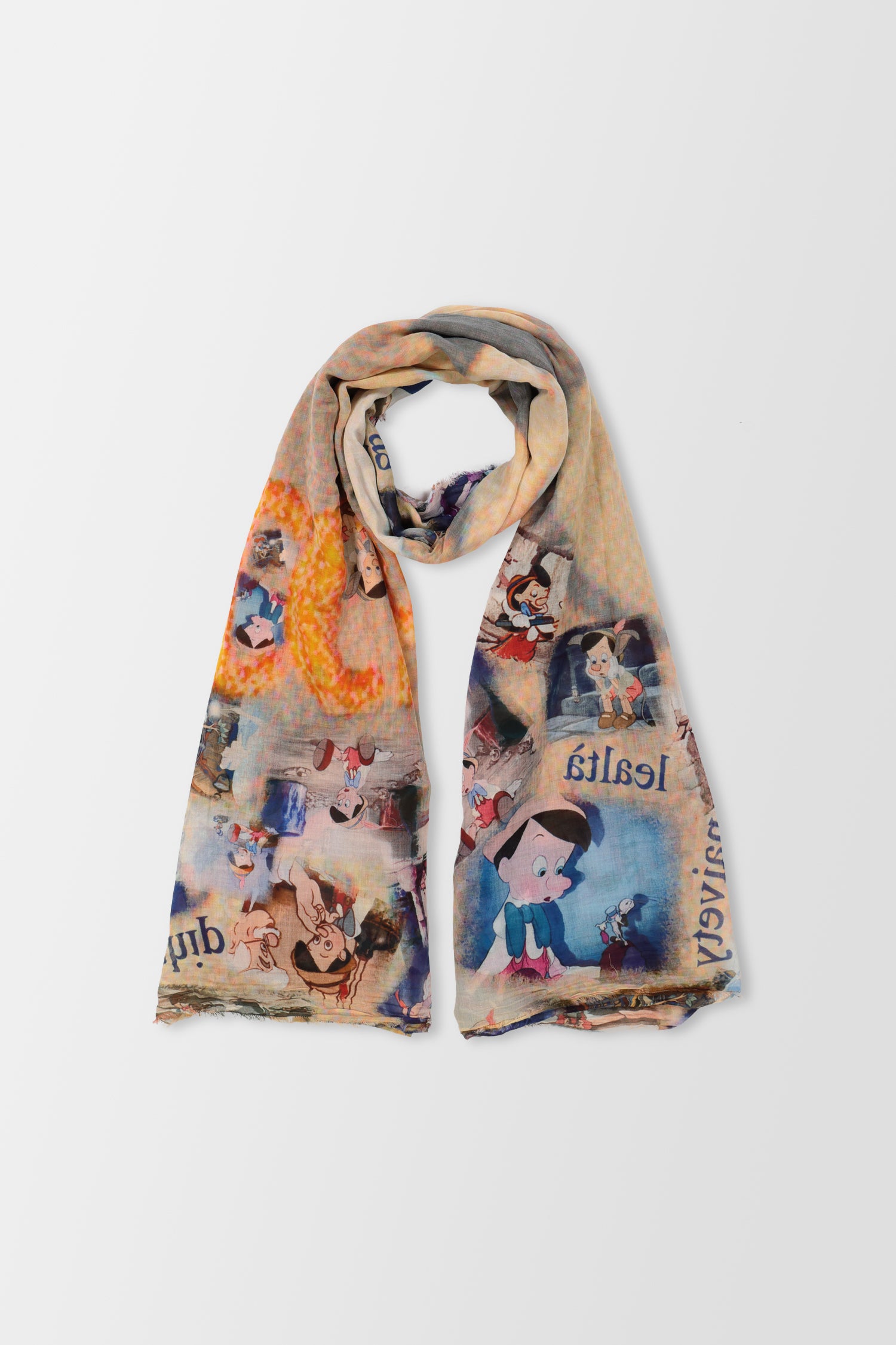 Faliero Sarti Multicolor Pinocchio Silk Scarf - Luxury Italian Fashion Accessory for Women, Perfect for Gifts, Parties & Special Occasions