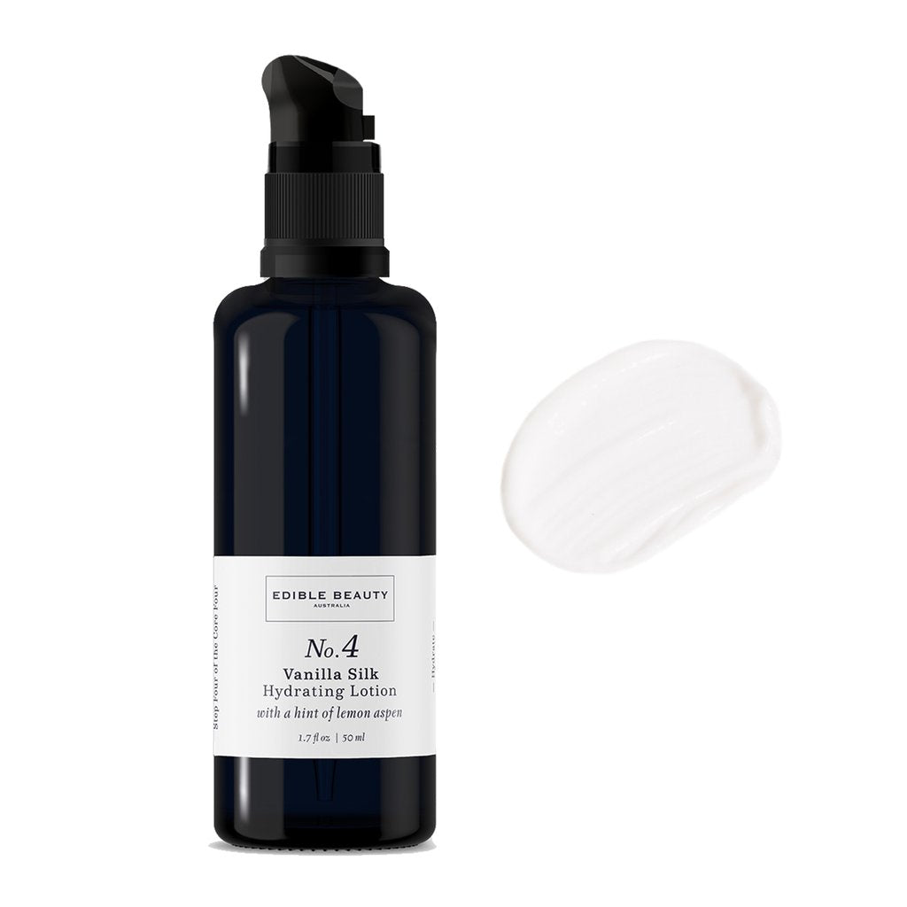 Edible Beauty Australia No.4 Vanilla Silk Hydrating Lotion - Moisturizing Face Cream for Dry Skin, Vegan & Cruelty-Free - Perfect for Daily Skincare Routine & Nighttime Hydration