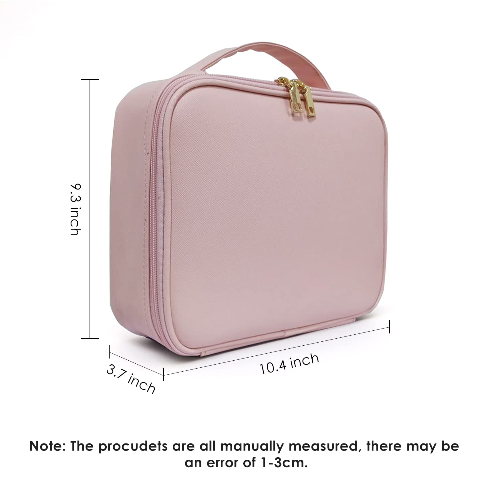 Professional Makeup Train Case - Adjustable Cosmetic Travel Organizer Bag for Brushes, Jewelry & Toiletries | Portable Storage Solution for Beauty Tools, Skincare Products & Accessories | Perfect for Travel, Salon Use & Home Organization (Pink)