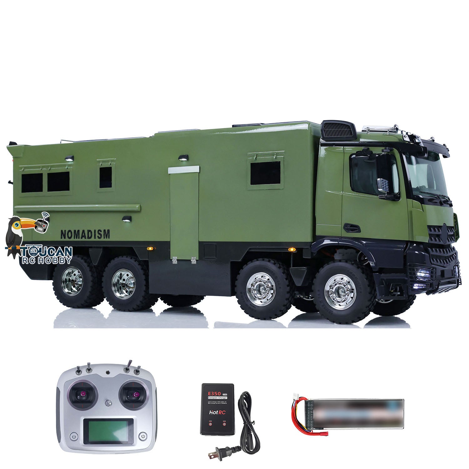 1/14 Scale 8x4 RC Recreational Vehicle RTR Remote Control Car with Sound, Light & Smoke Effects - Ready-to-Run Touring Car for Adults & Kids - Perfect for Caravaning, Off-Road Adventures & Backyard Racing