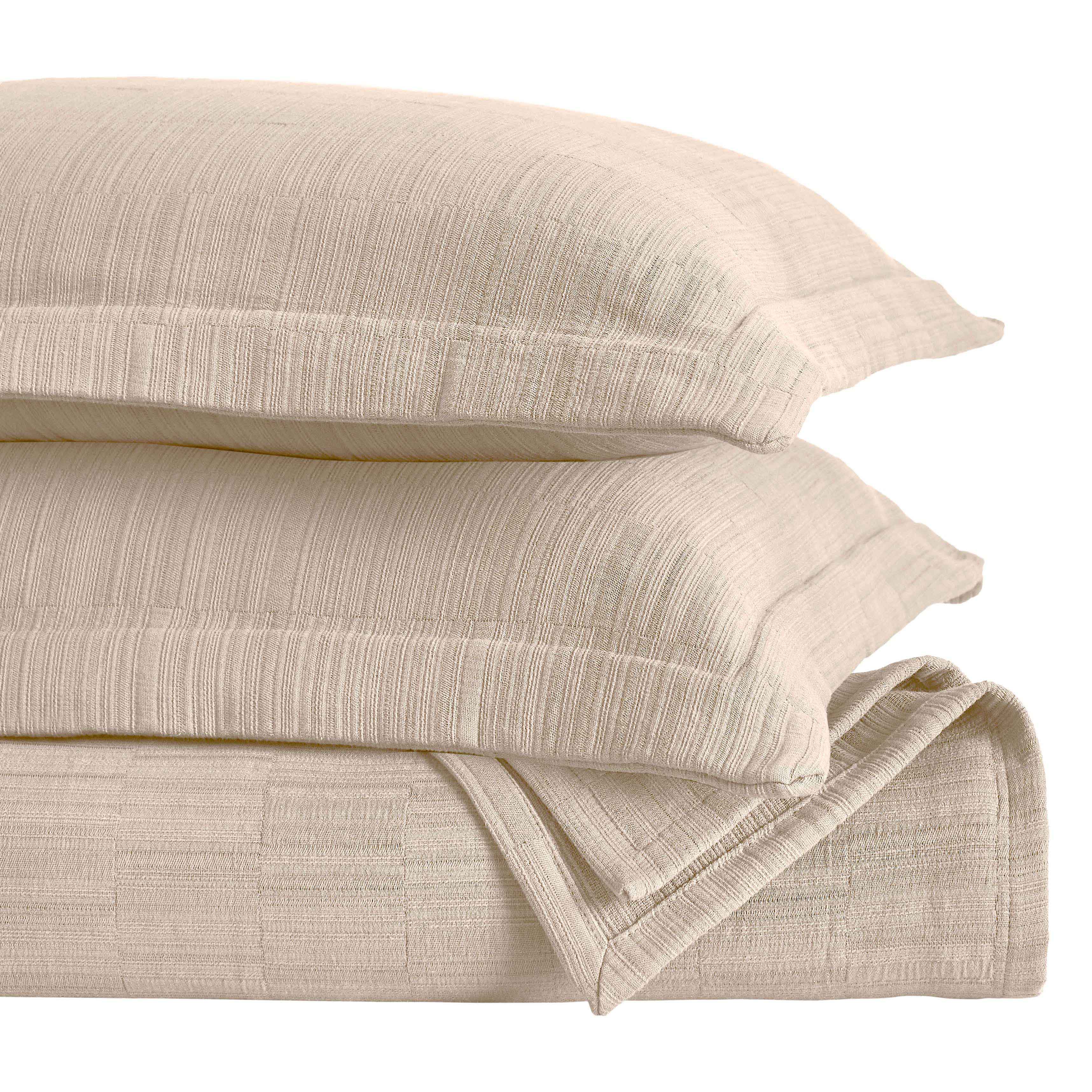 Premium Cotton Matelasse Bedspread Set with Shams - Medium Weight Luxury Bedding for Master Bedroom, Guest Room & Hotel Decor - Soft Textured Quilted Coverlet for Queen/King Size Beds