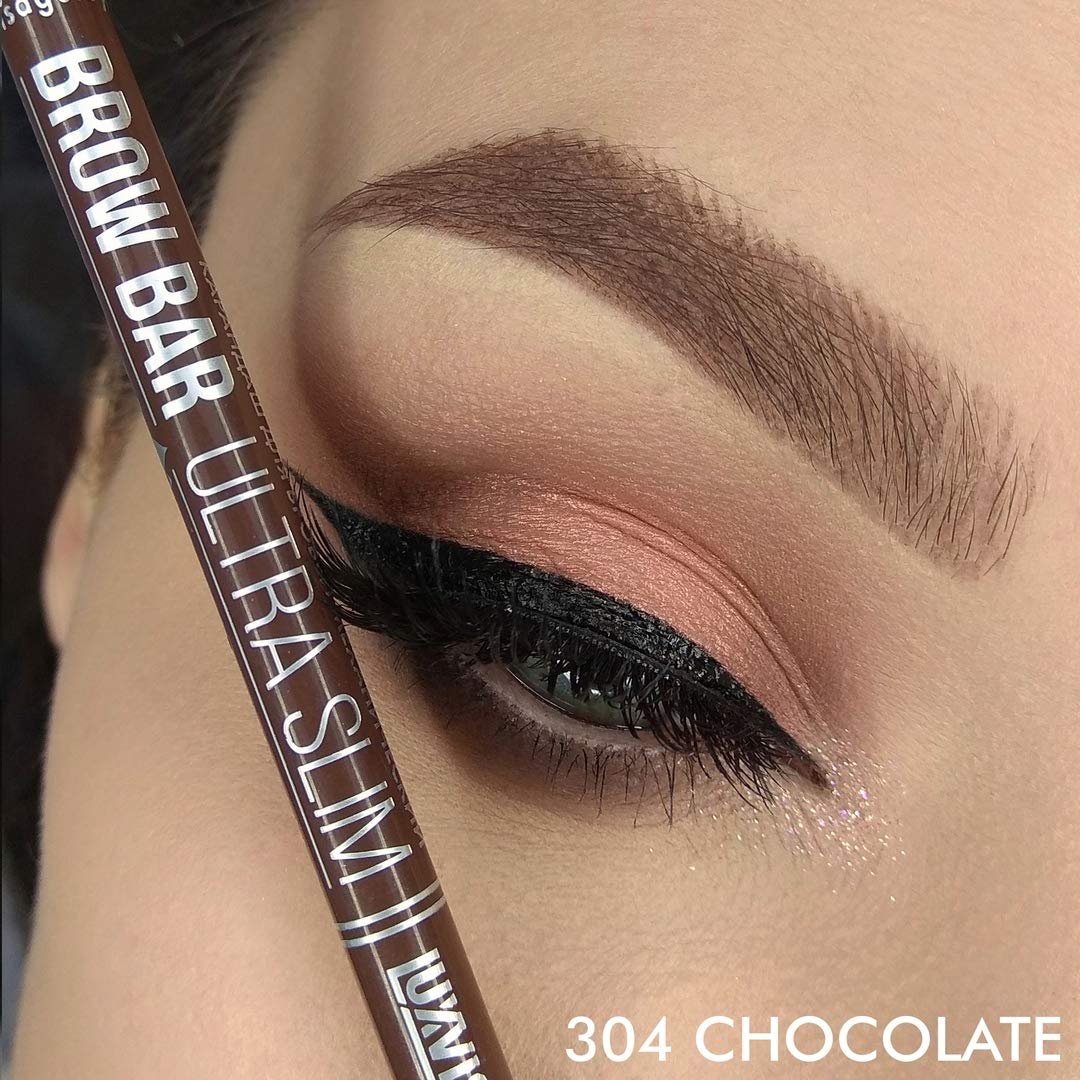 Automatic Eyebrow Pencil - Ultra Slim 304 Stainless Steel Brow Bar - Natural Chocolate Brown - Perfect for Everyday Makeup & Professional Brow Styling
