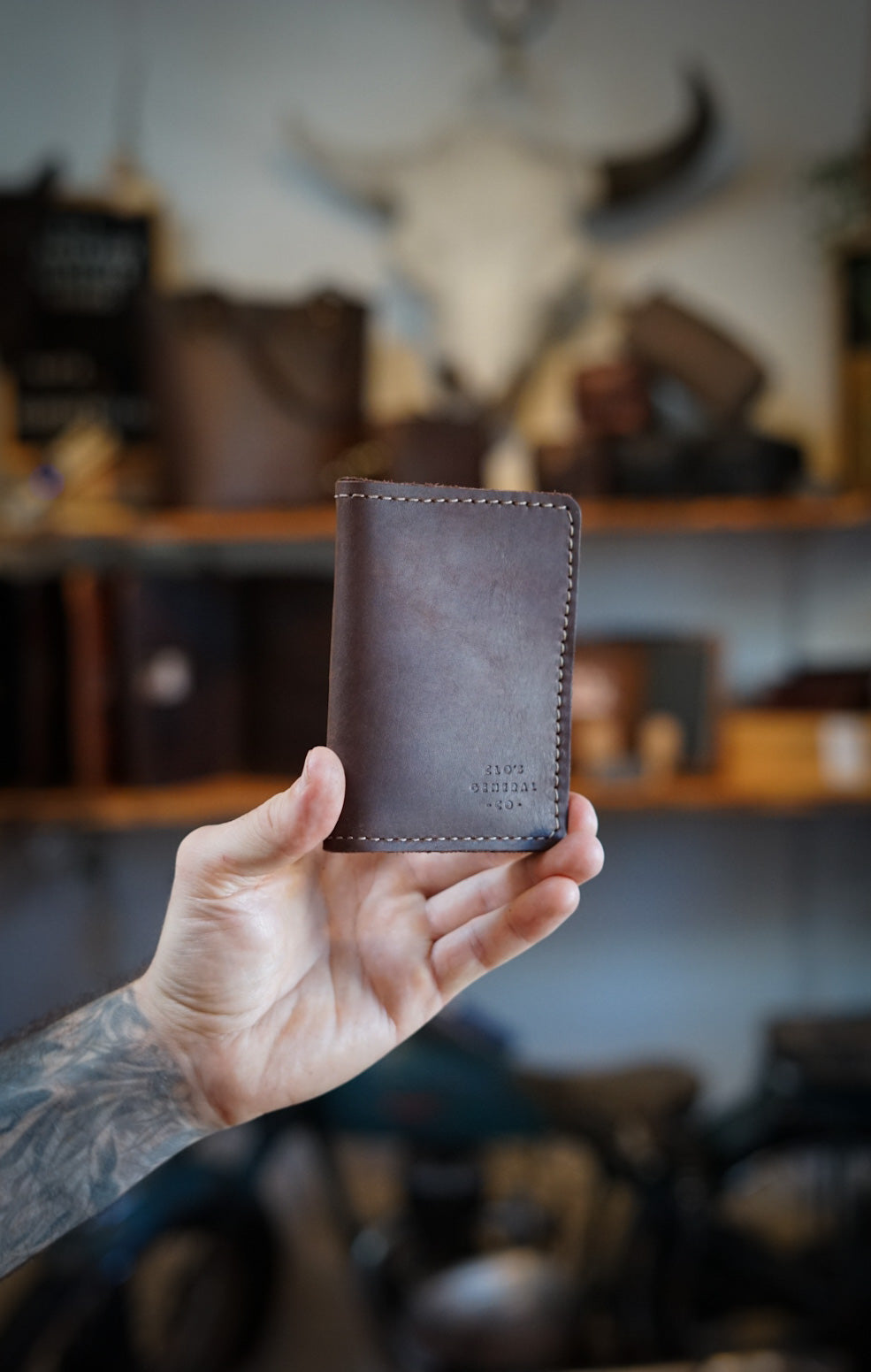 Mini Trucker Wallet for Men - Slim RFID Blocking Leather Bifold Wallet (Oro Logger Brown) - Perfect for Travel, Work & Everyday Carry