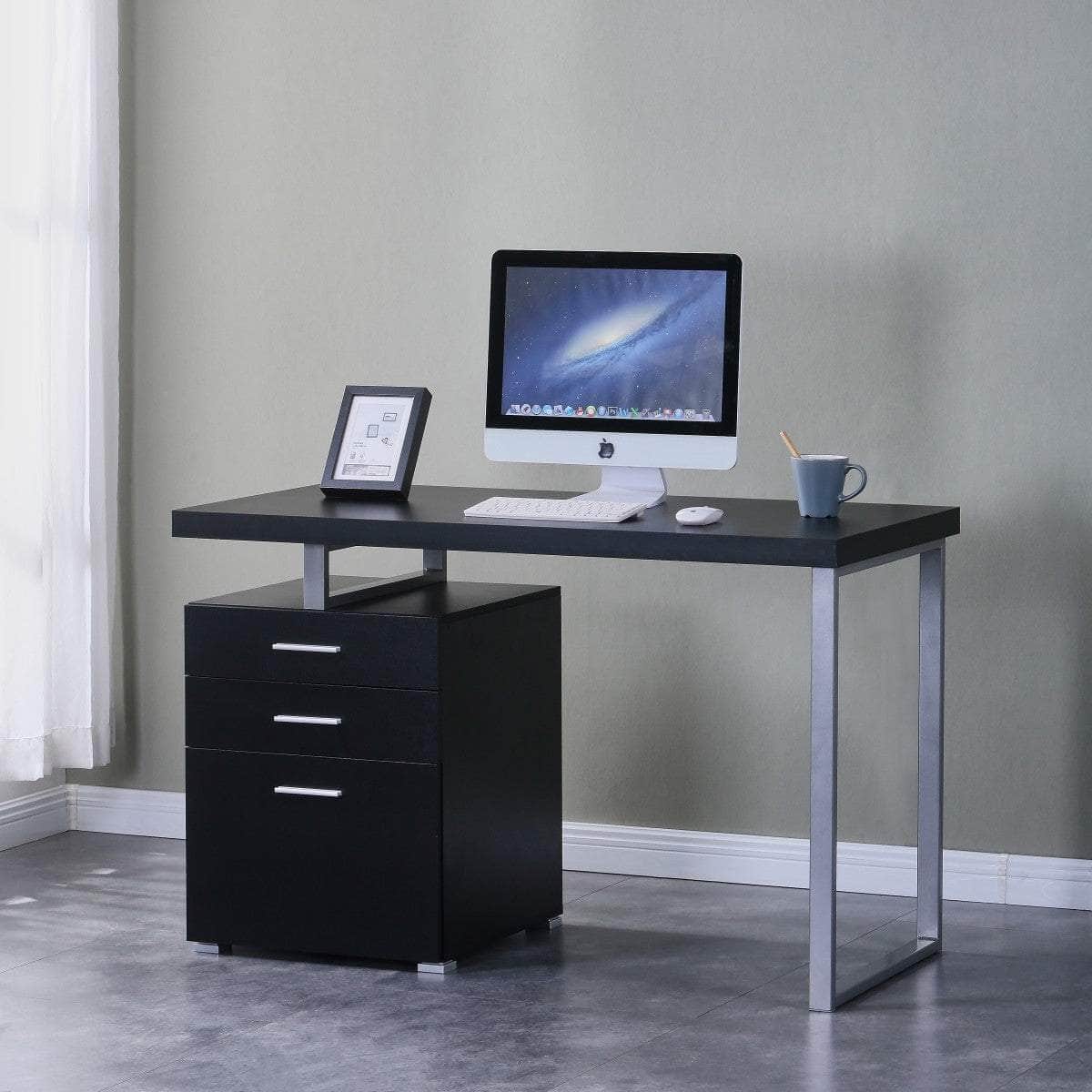 Verona Desk with 3 Storage Drawers - Available in White & Oak | Modern Home Office Desk with Ample Storage for Small Spaces