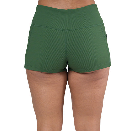 Stylish Ribbed Shorts for Women - Hunter Green | Comfortable & Trendy | Perfect for Summer, Yoga, and Casual Outfits