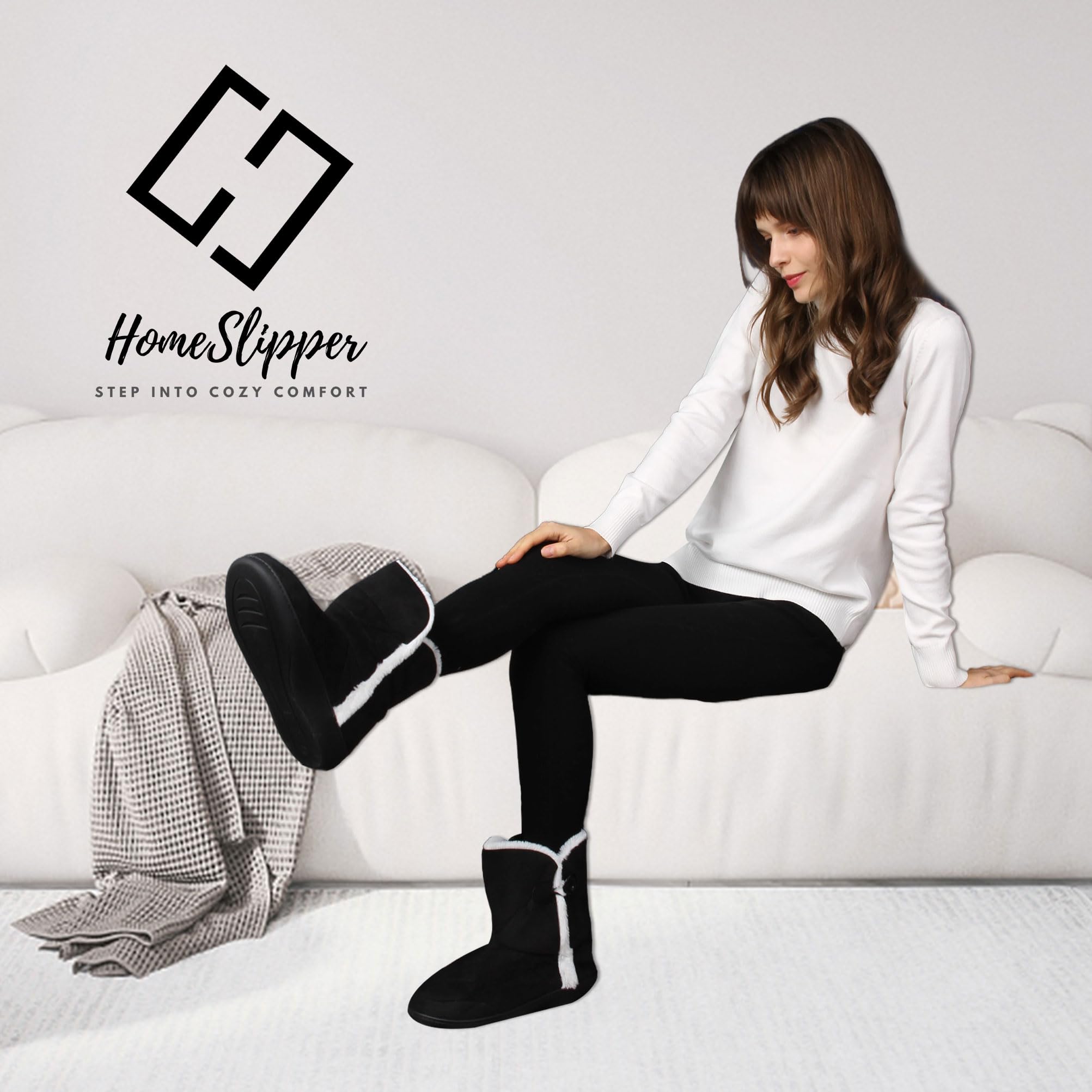 Women's Winter Warm Memory Foam House Slippers - Indoor/Outdoor Cozy Boots with Arch Support | Perfect for Home, Office & Travel Comfort