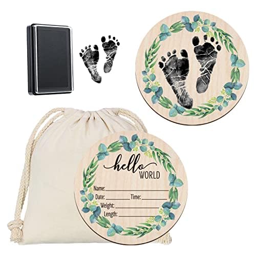Personalized Baby Announcement Sign - Custom Newborn Footprint & Birth Stats Disc - Perfect for Hospital Photos, Nursery Decor, and Gender Reveal Parties (Style 2)