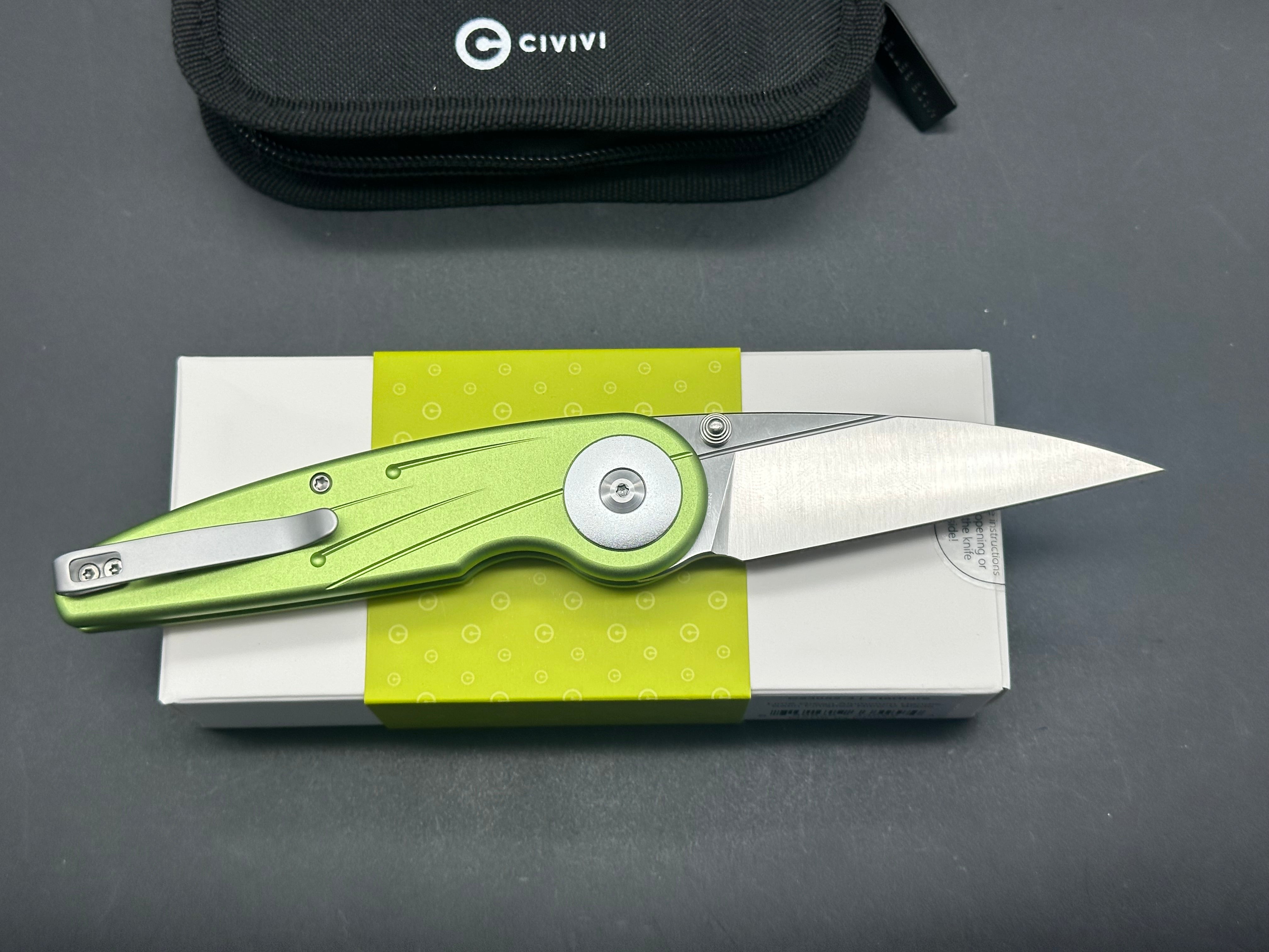 CIVIVI STARFLARE Folding Pocket Knife - Lime Green Aluminum Handle, Nitro-V Steel Plain Edge with Satin Finish (Model C23052-3) | EDC, Outdoor Camping, Hiking & Survival Tool